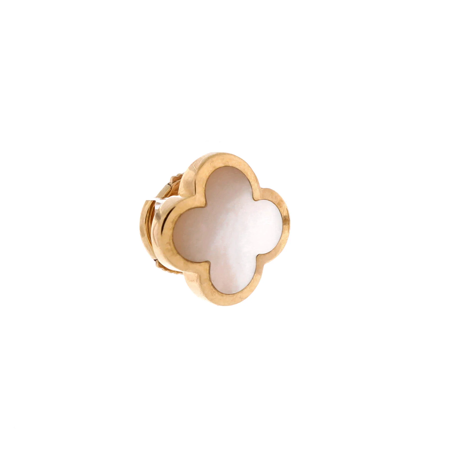 Pure Alhambra Stud Earrings 18K Yellow Gold and Mother of Pearl - Image 2