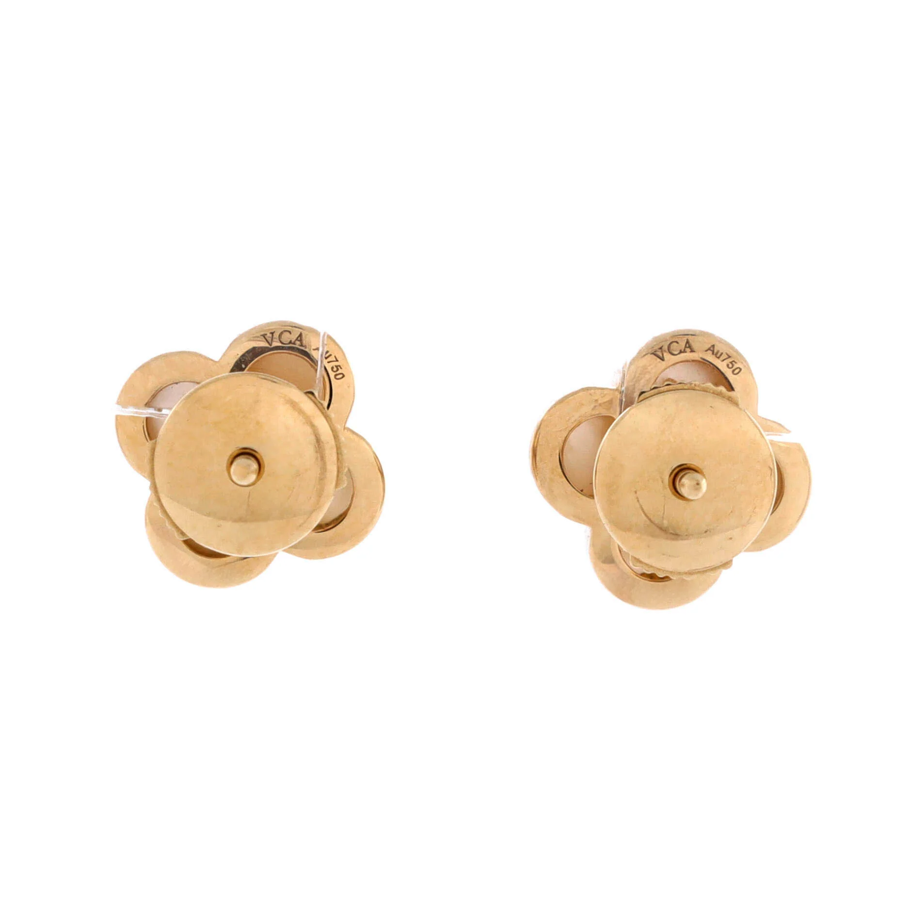 Pure Alhambra Stud Earrings 18K Yellow Gold and Mother of Pearl - Image 3