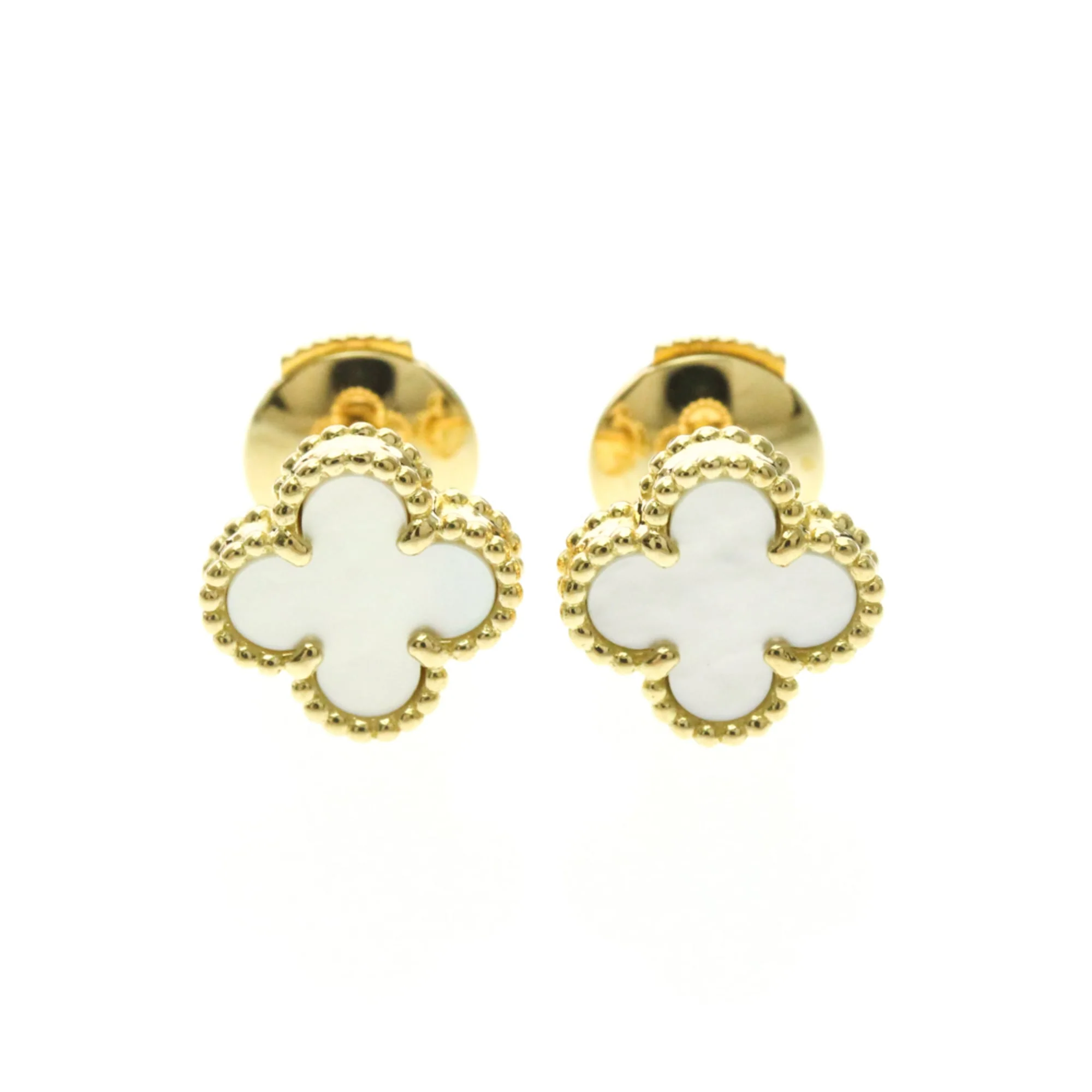Sweet Alhambra Earrings 18K Yellow Gold and Mother of Pearl 18K Yellow Gold