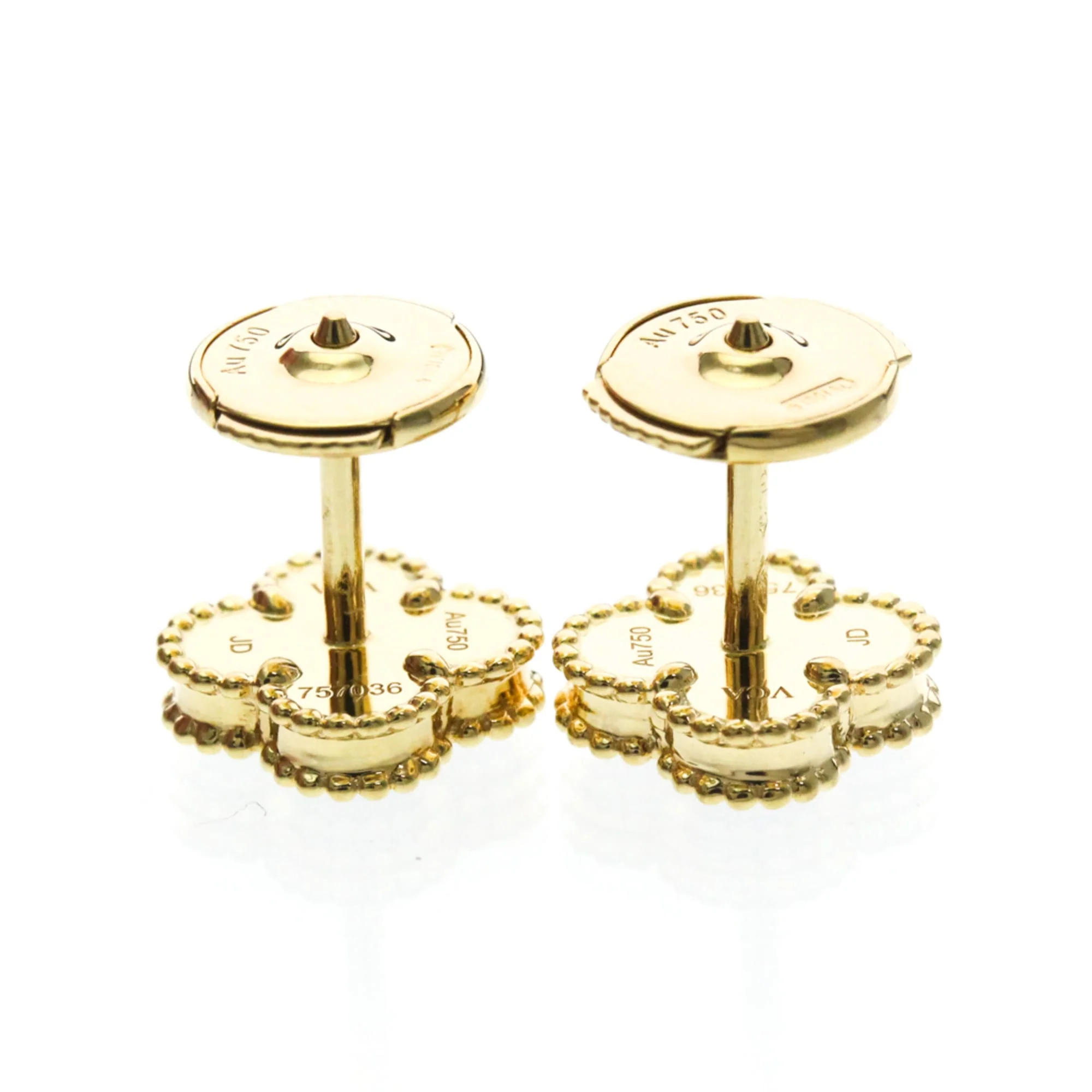 Sweet Alhambra Earrings 18K Yellow Gold and Onyx 18K Yellow Gold - Image 3