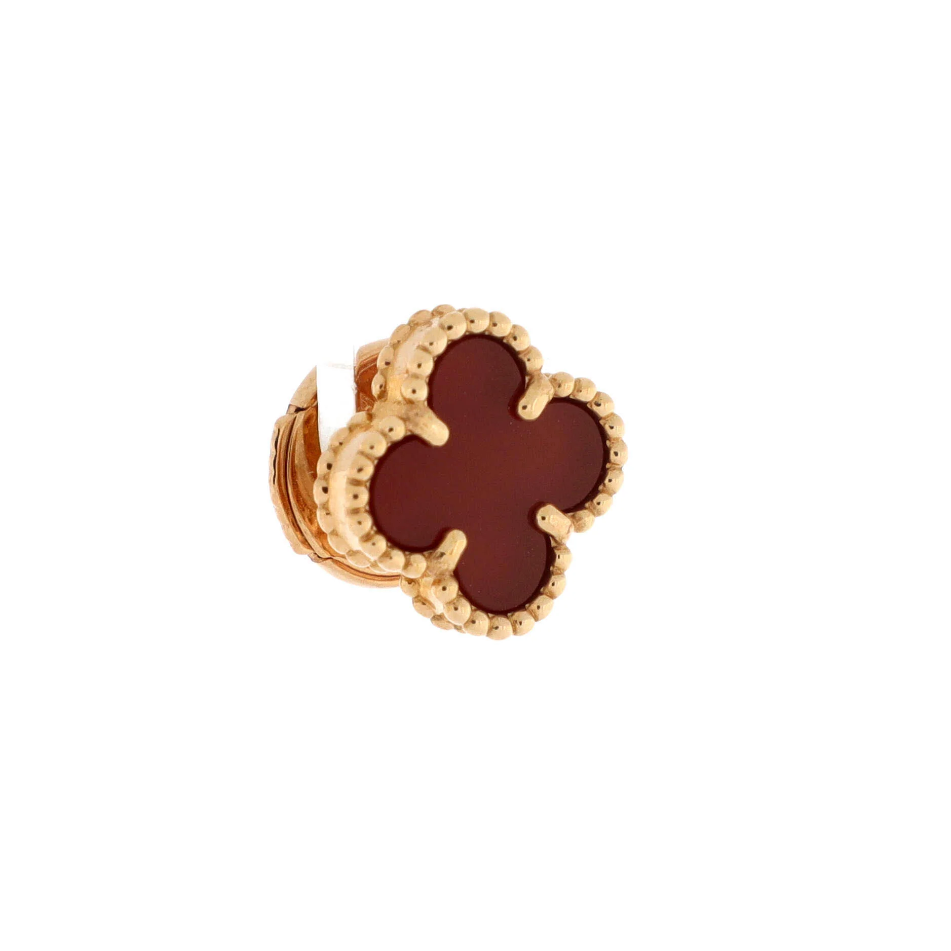 Sweet Alhambra Stud Earrings 18K Rose Gold and Carnelian - Image 5