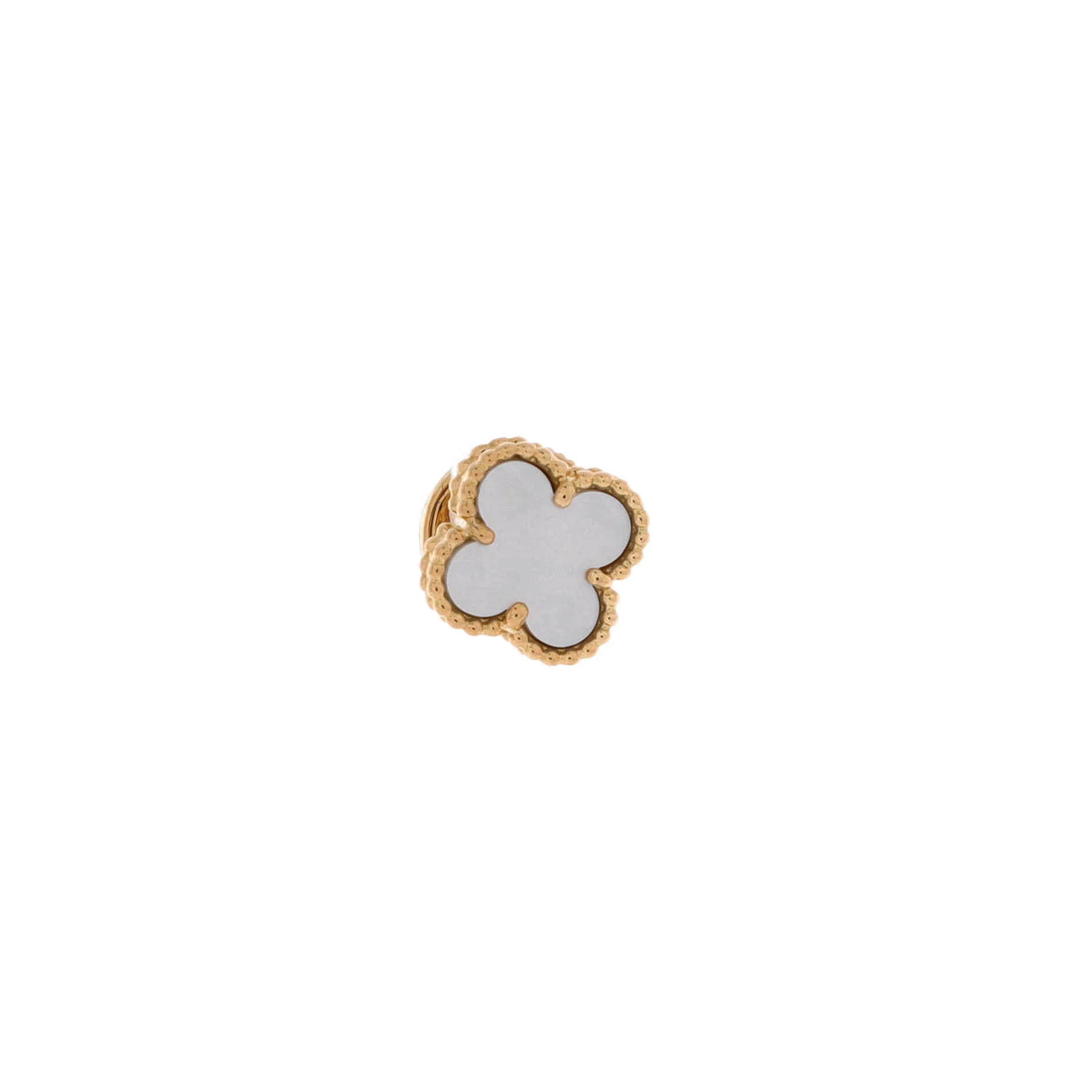Sweet Alhambra Stud Earrings 18K Yellow Gold and Mother of Pearl - Image 3