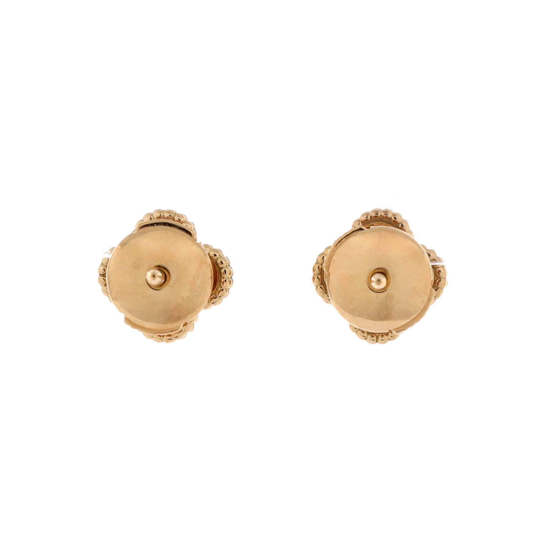 Sweet Alhambra Stud Earrings 18K Yellow Gold and Onyx - Image 3