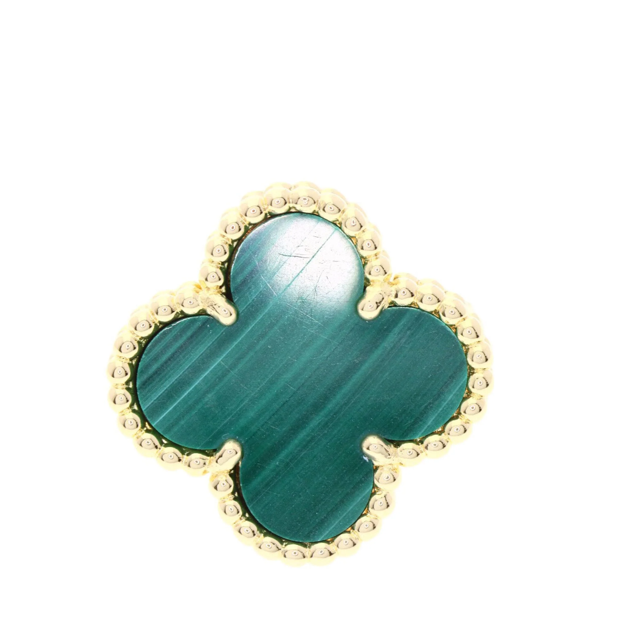 Vintage Alhambra Earrings 18K Yellow Gold and Malachite 18K Yellow Gold - Image 6