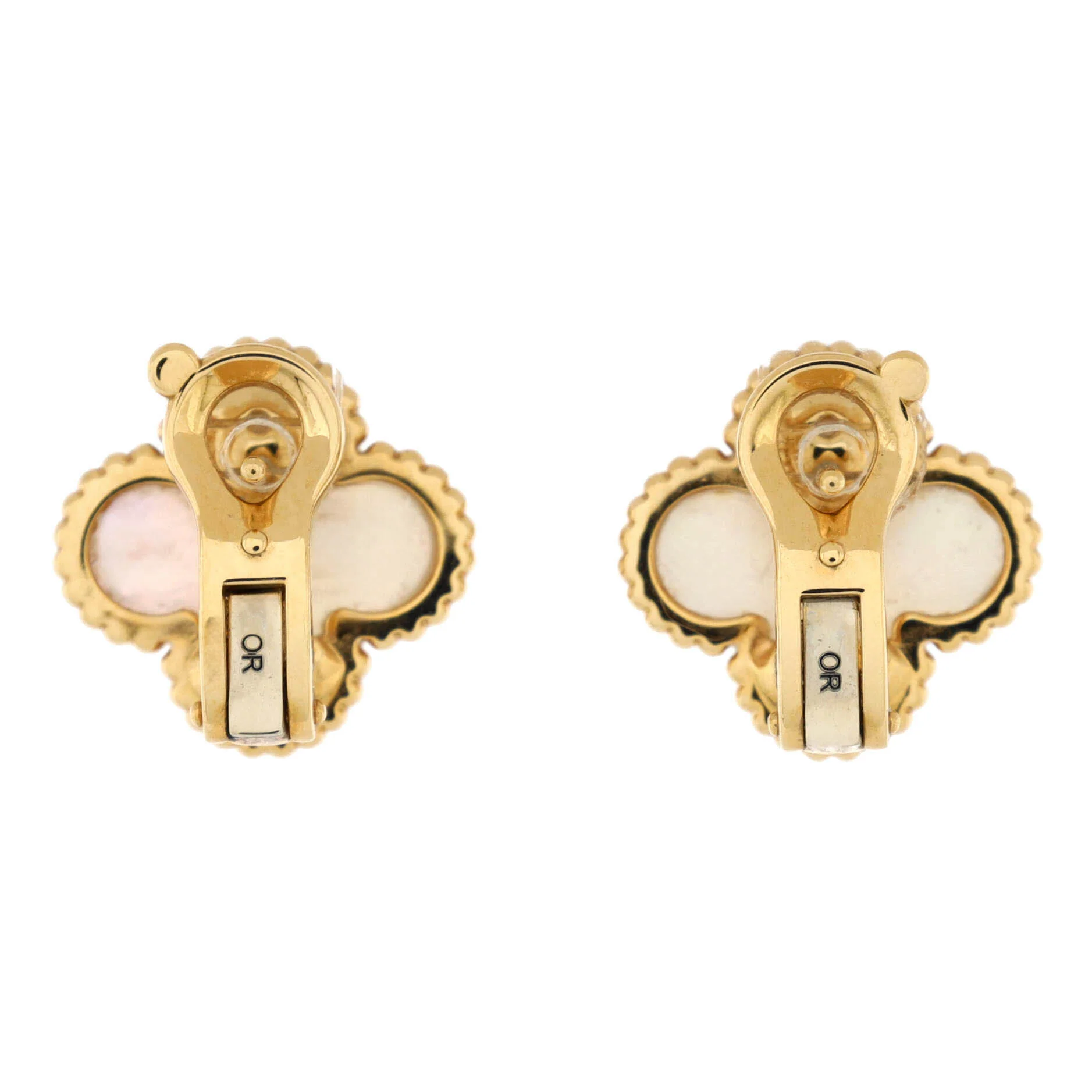 Vintage Alhambra Earrings 18K Yellow Gold and Mother of Pearl - Image 3