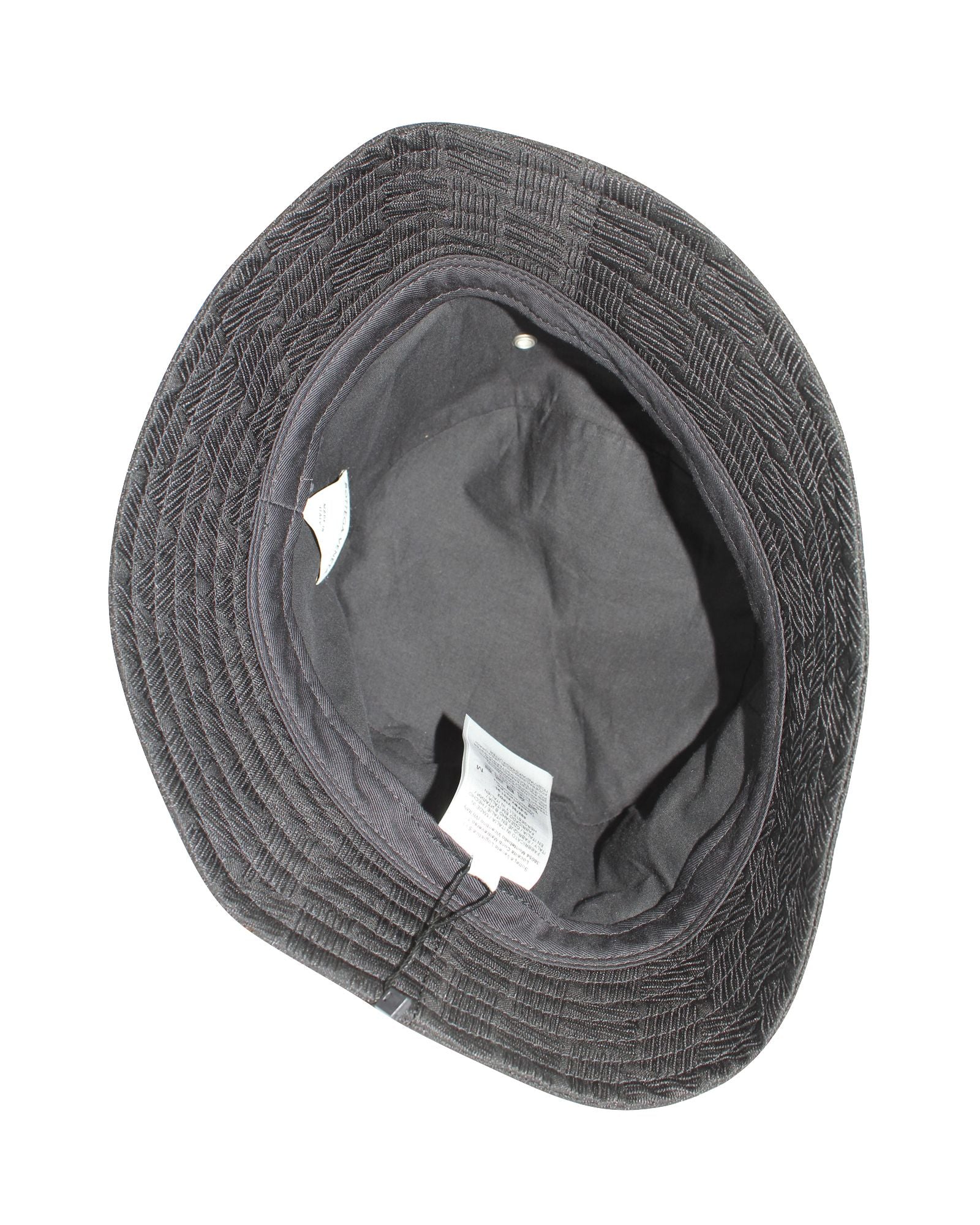 Bottega Veneta Intrecciato Effect Bucket Hat in Black Polyamide - Image 4