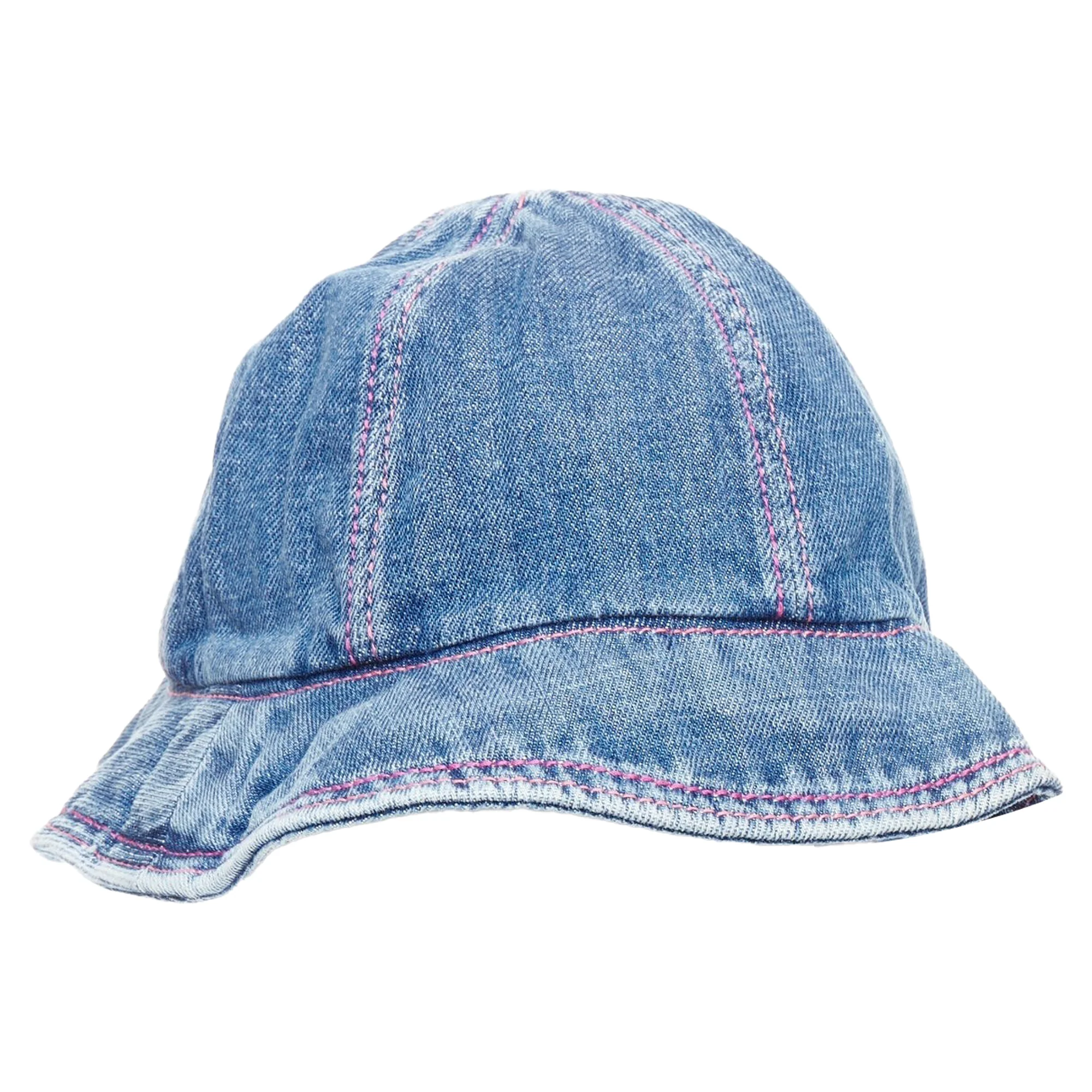 Chanel washed denim silver CC logo red topstitch bucket hat - Image 6