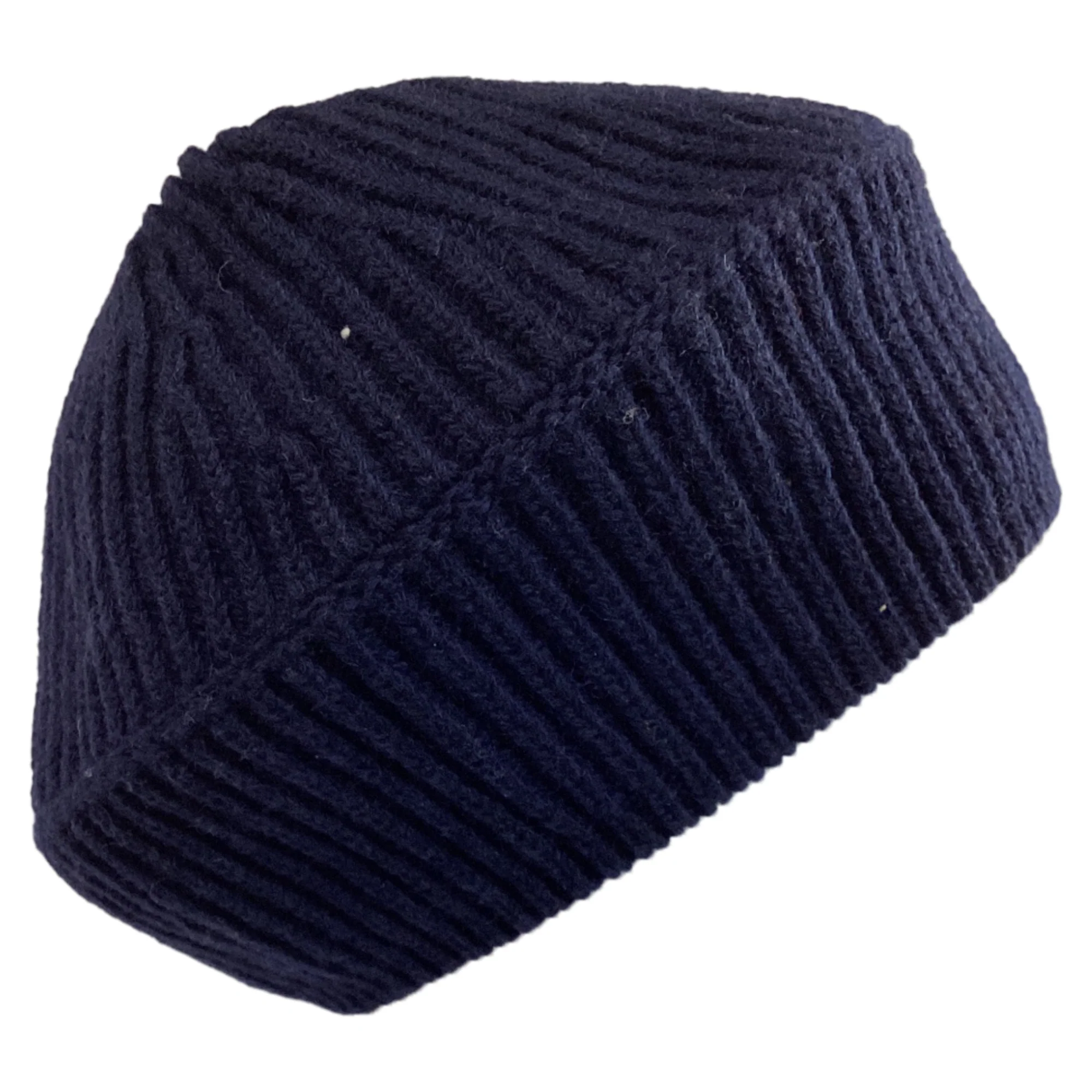 Ganni Rib Knit Beret in Navy Blue Wool - Image 2