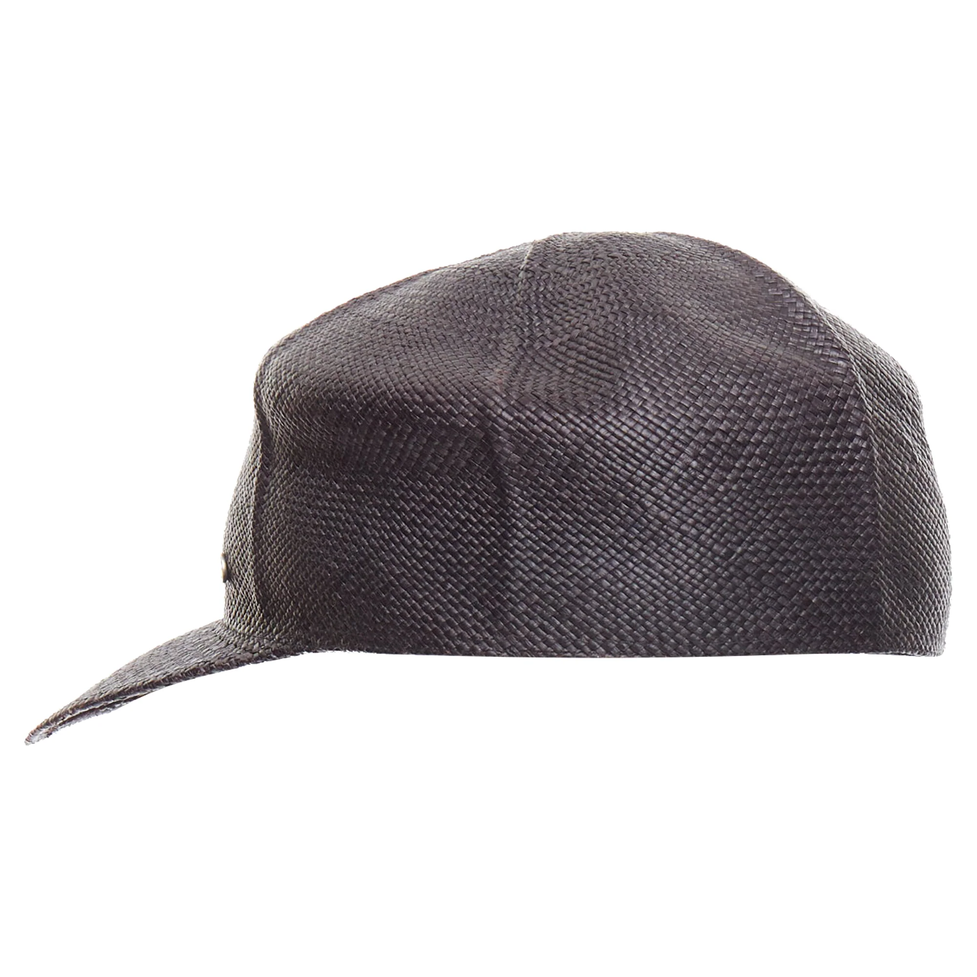 Hermes Riley Panama Straw Silver Logo Cotton Lined Cap Hat - Image 6