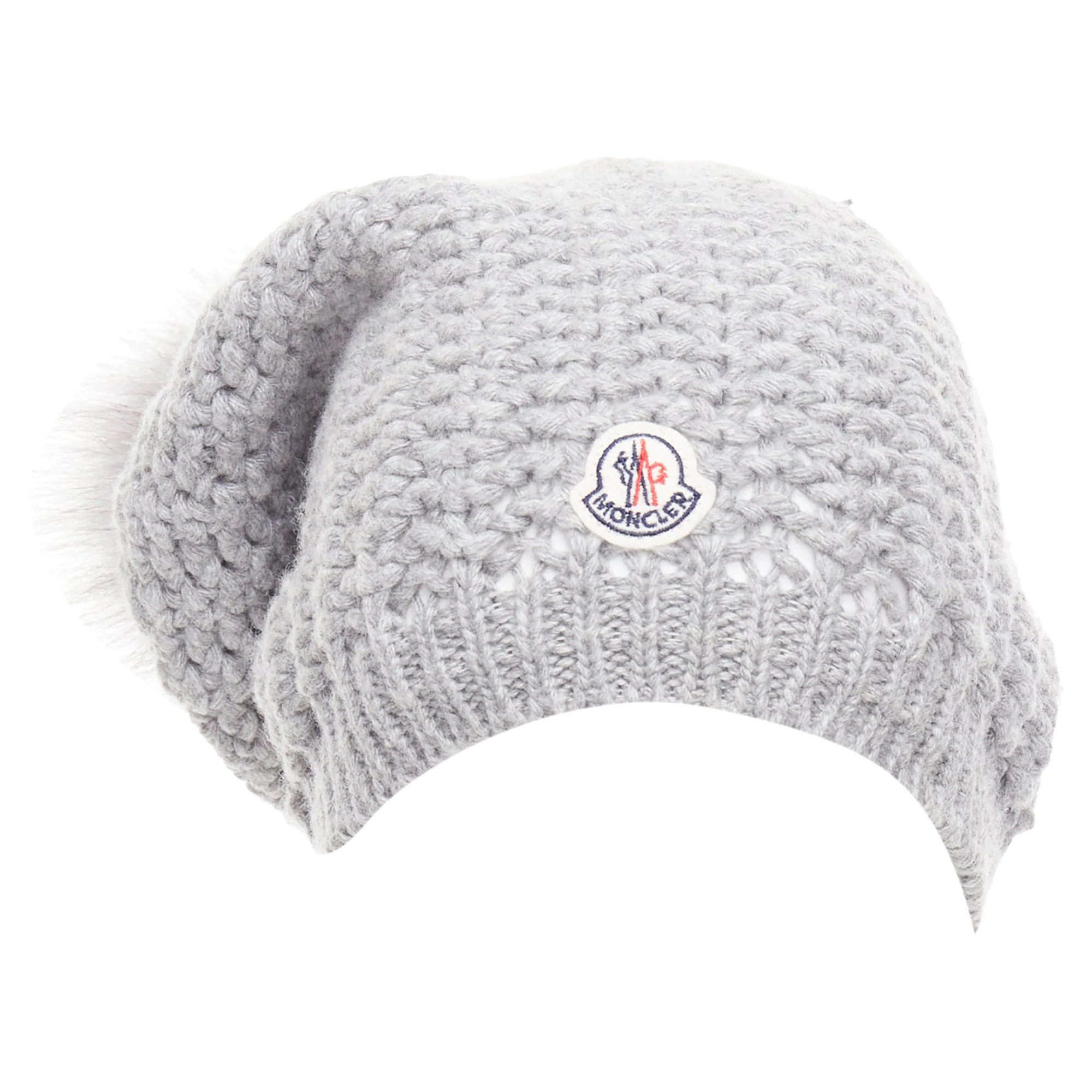 Moncler grey fur pom pom beanie - Image 3