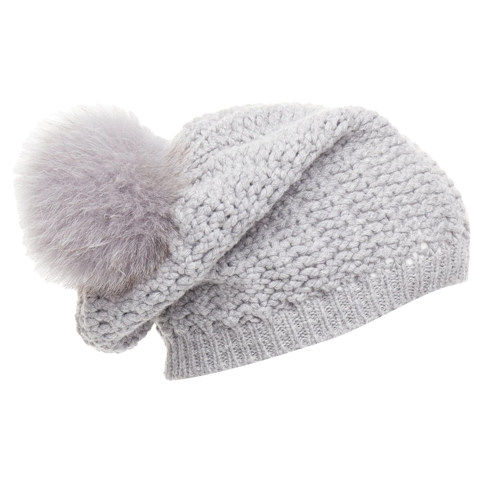 Moncler grey fur pom pom beanie - Image 4