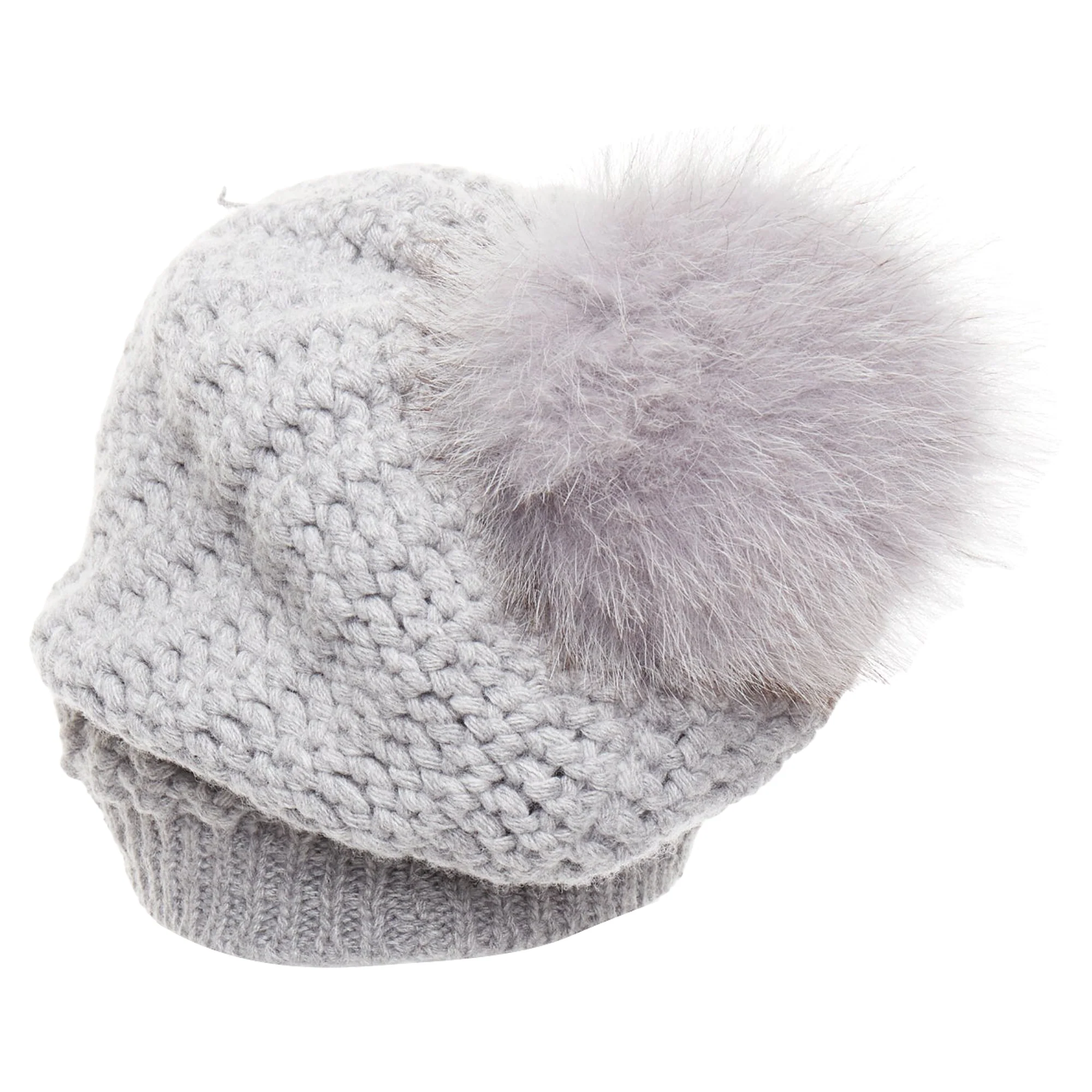 Moncler grey fur pom pom beanie - Image 5