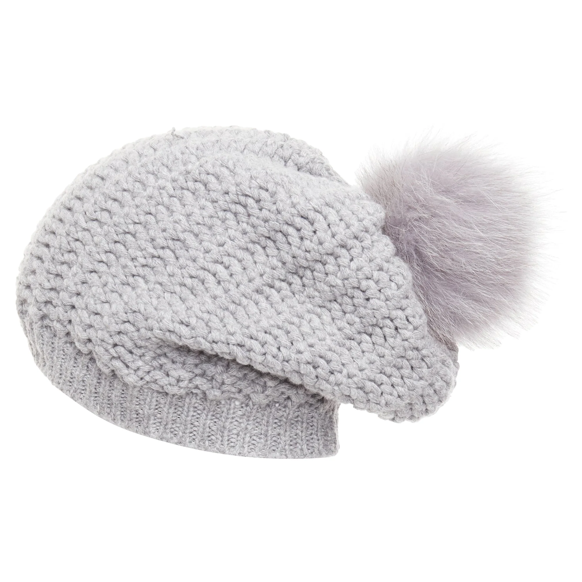 Moncler grey fur pom pom beanie - Image 6