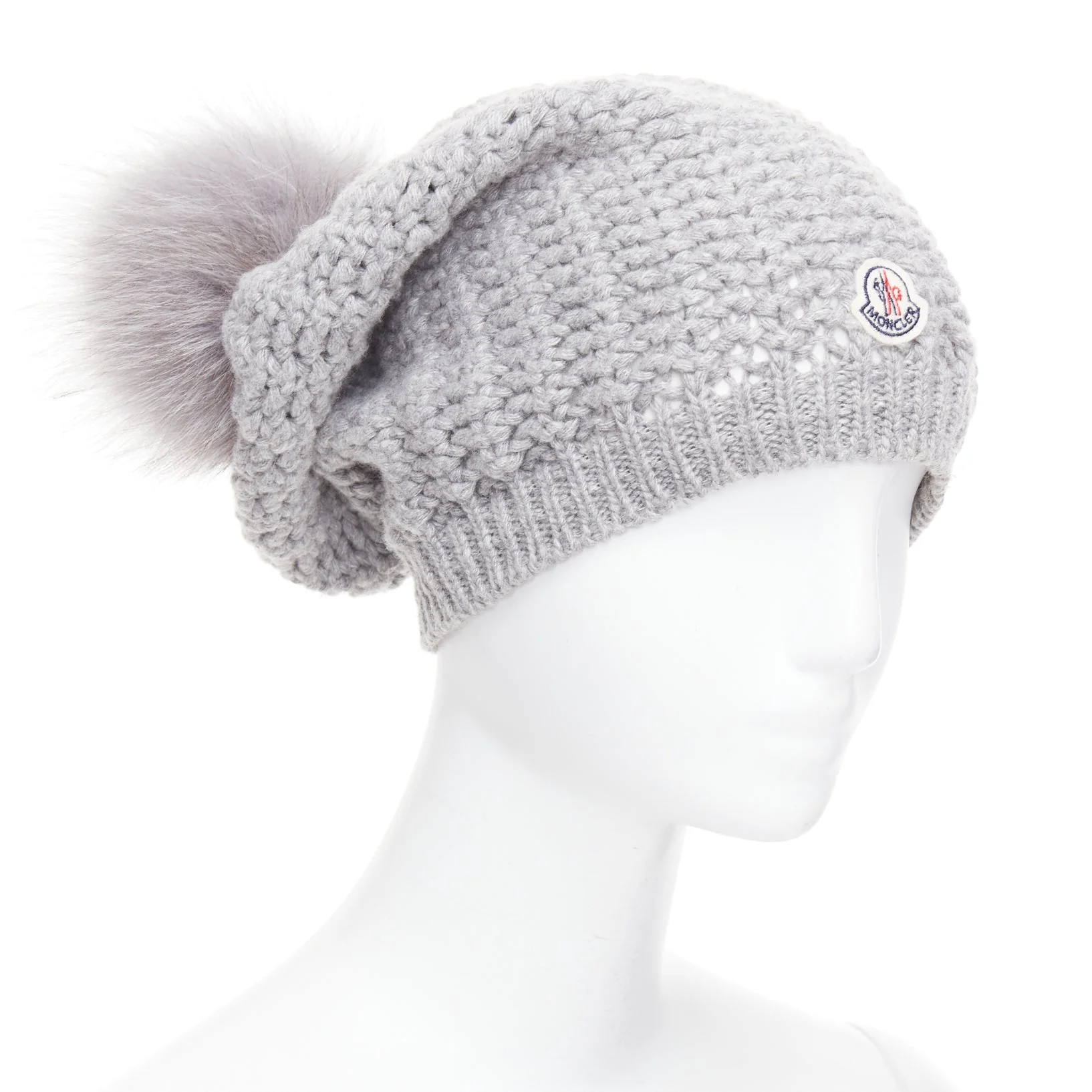 Moncler grey fur pom pom beanie - Image 7