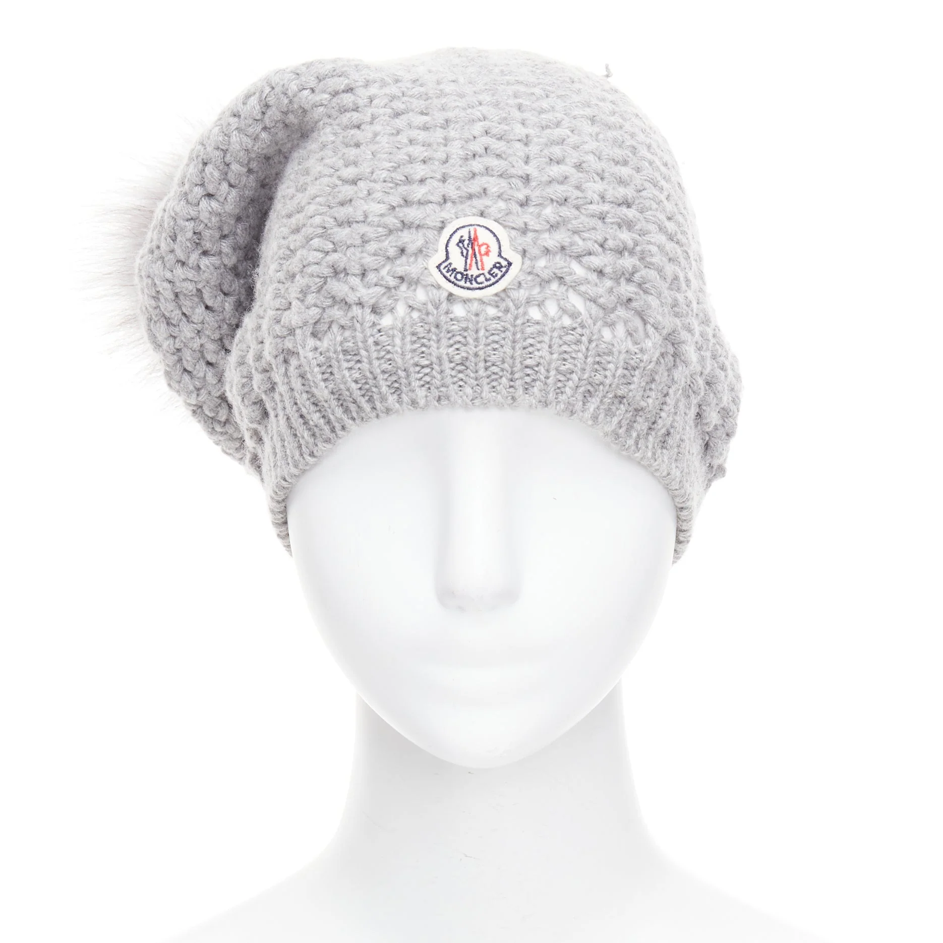 Moncler grey fur pom pom beanie - Image 9
