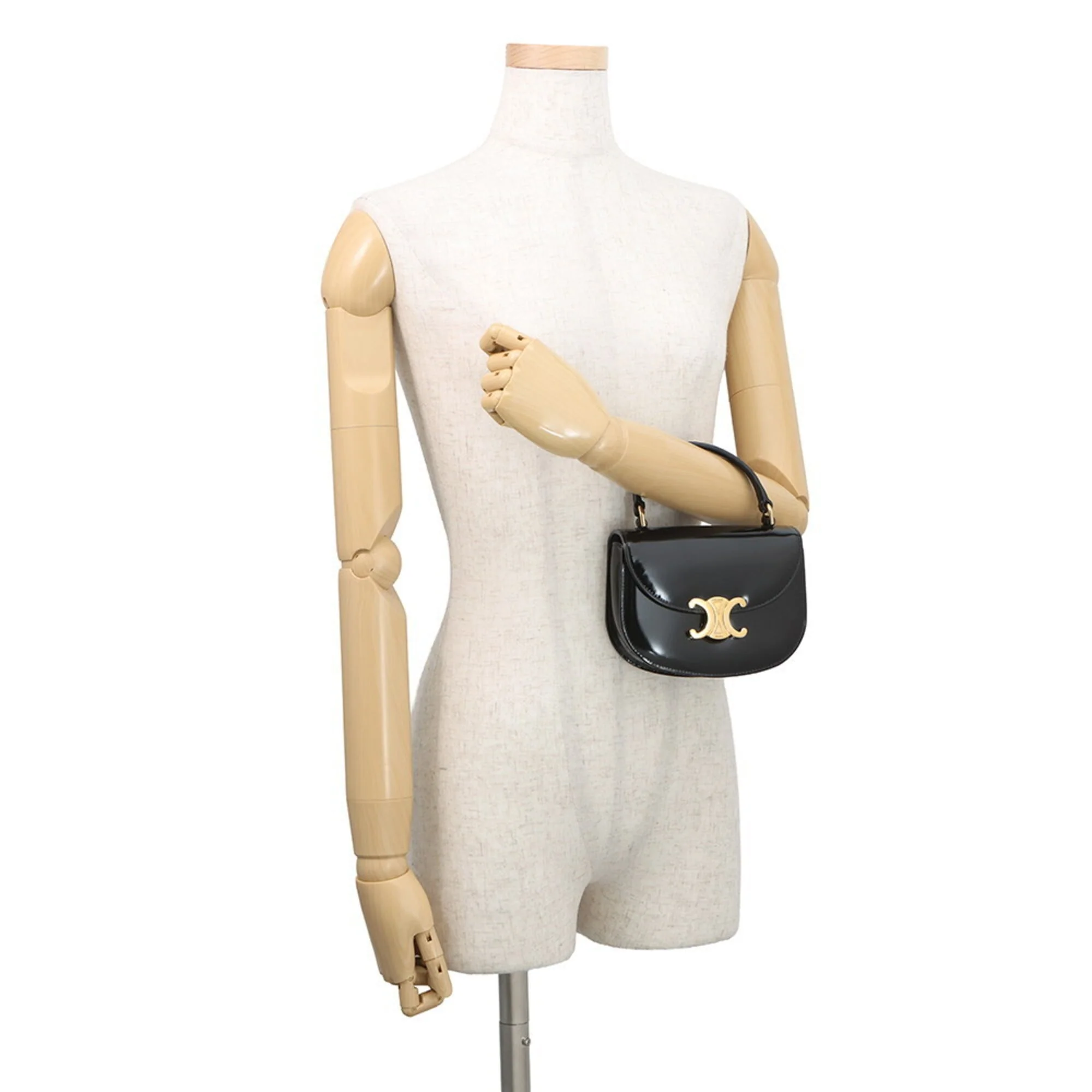 Triomphe Besace Clea Top Handle Flap Bag Leather Mini - Image 5