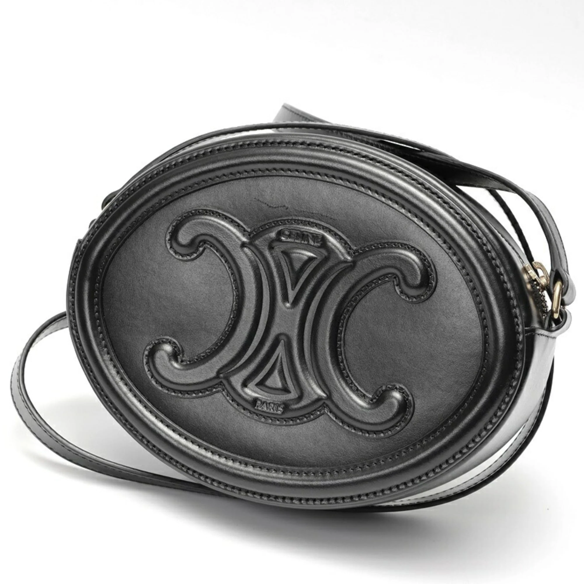Triomphe Oval Crossbody Bag Leather - Image 3
