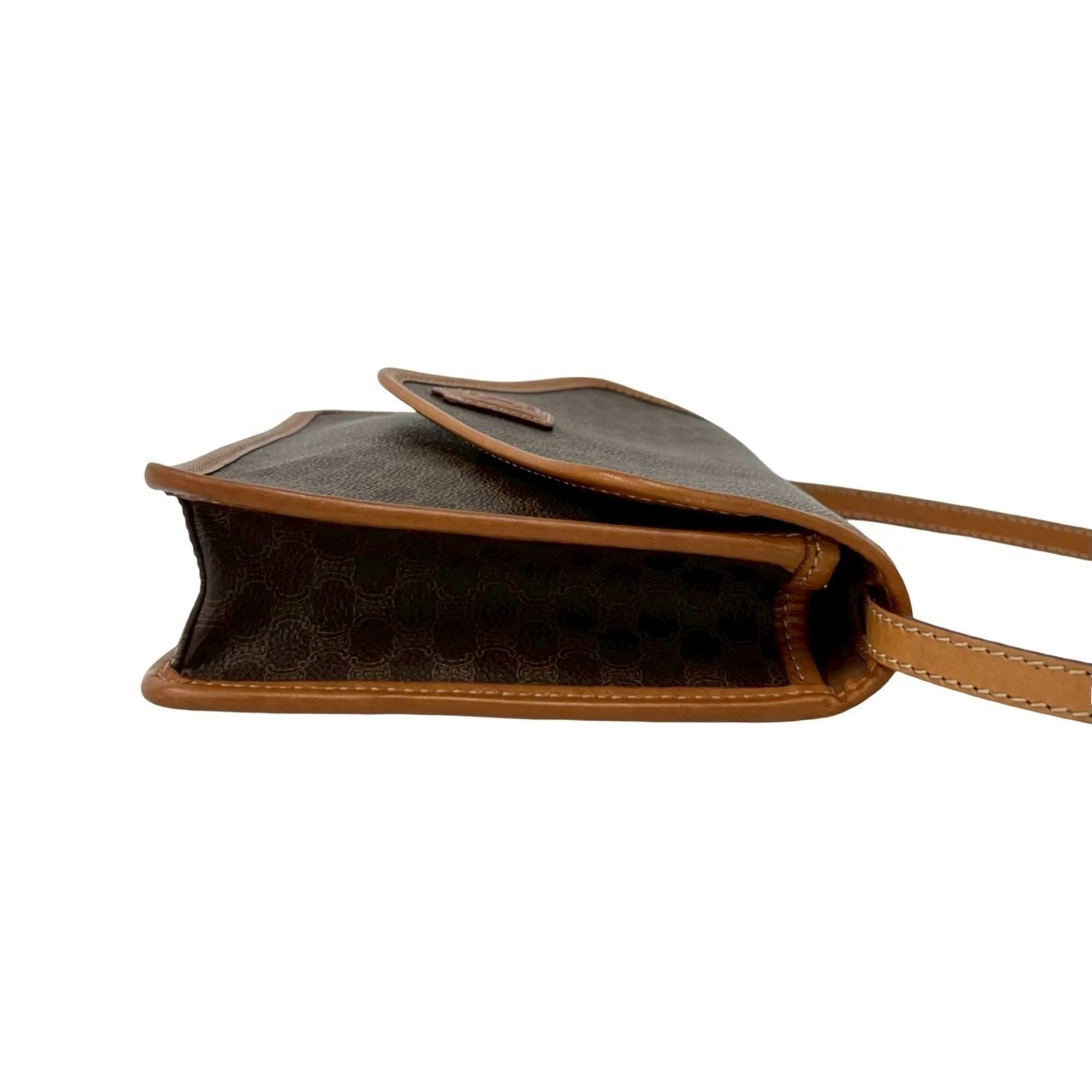 Vintage Saddle Flap Shoulder Bag Macadam Coated Canvas Small - Image 6