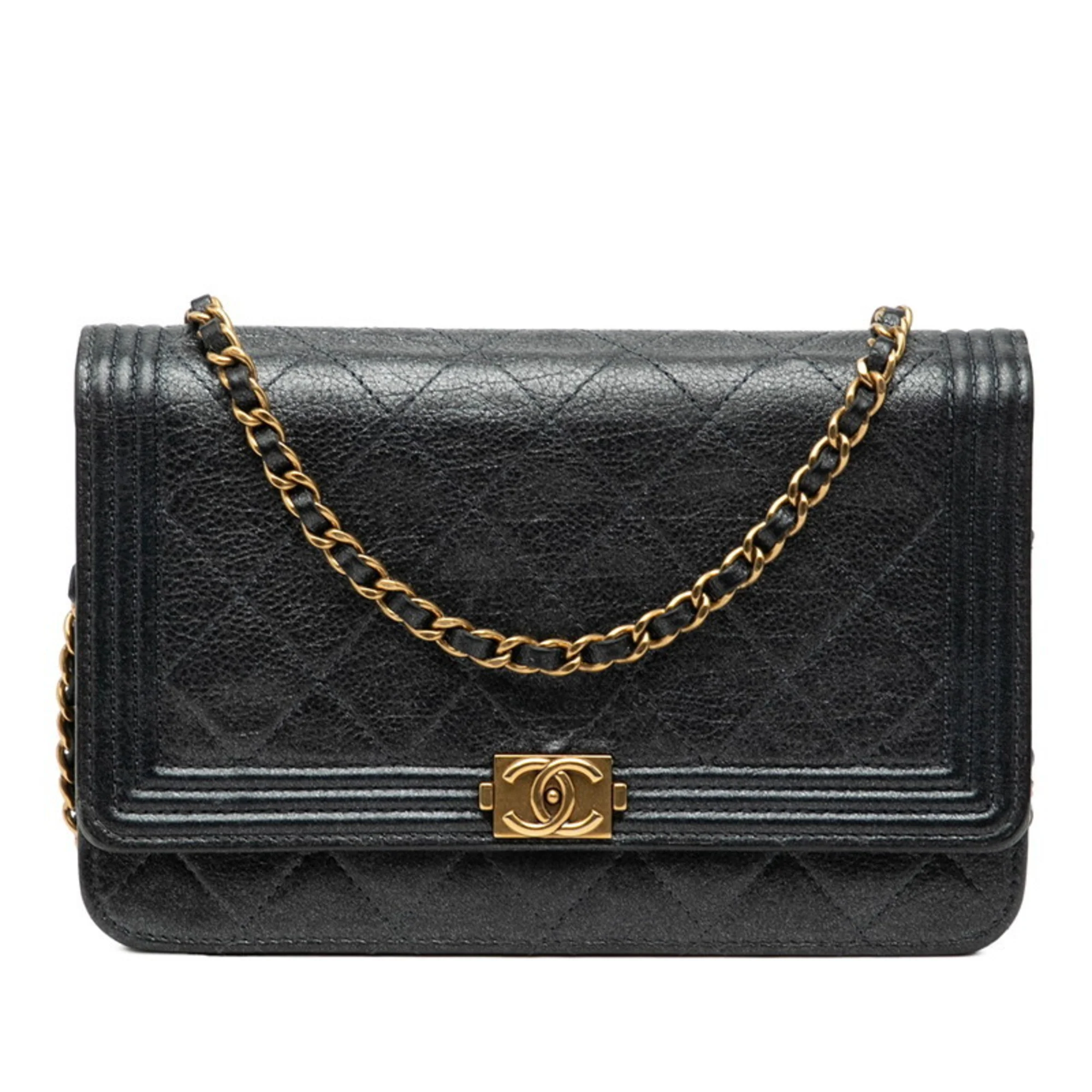 Boy Wallet on Chain Quilted Caviar