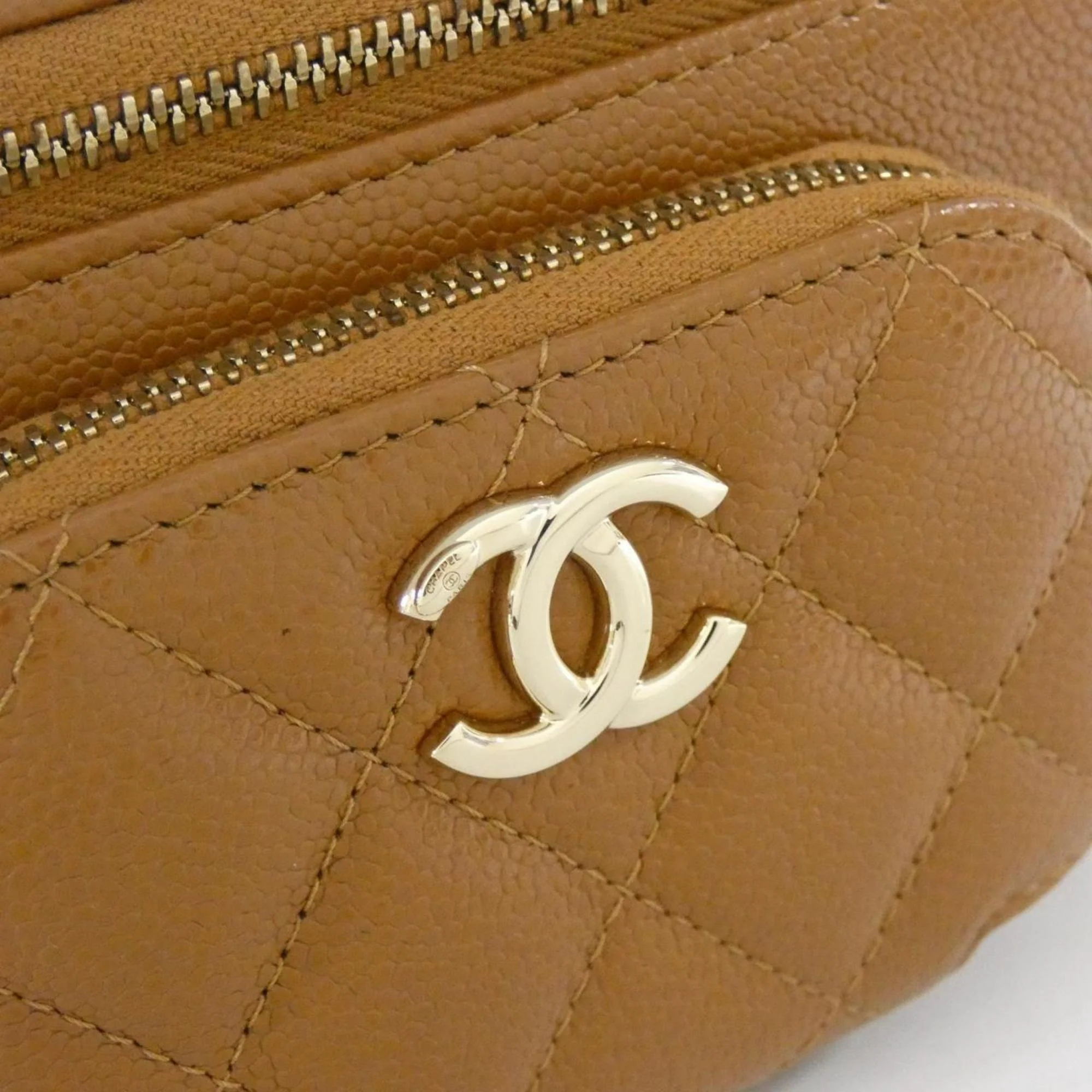 Business Affinity Top Handle Vanity Case with Chain Quilted Caviar Small - Image 4