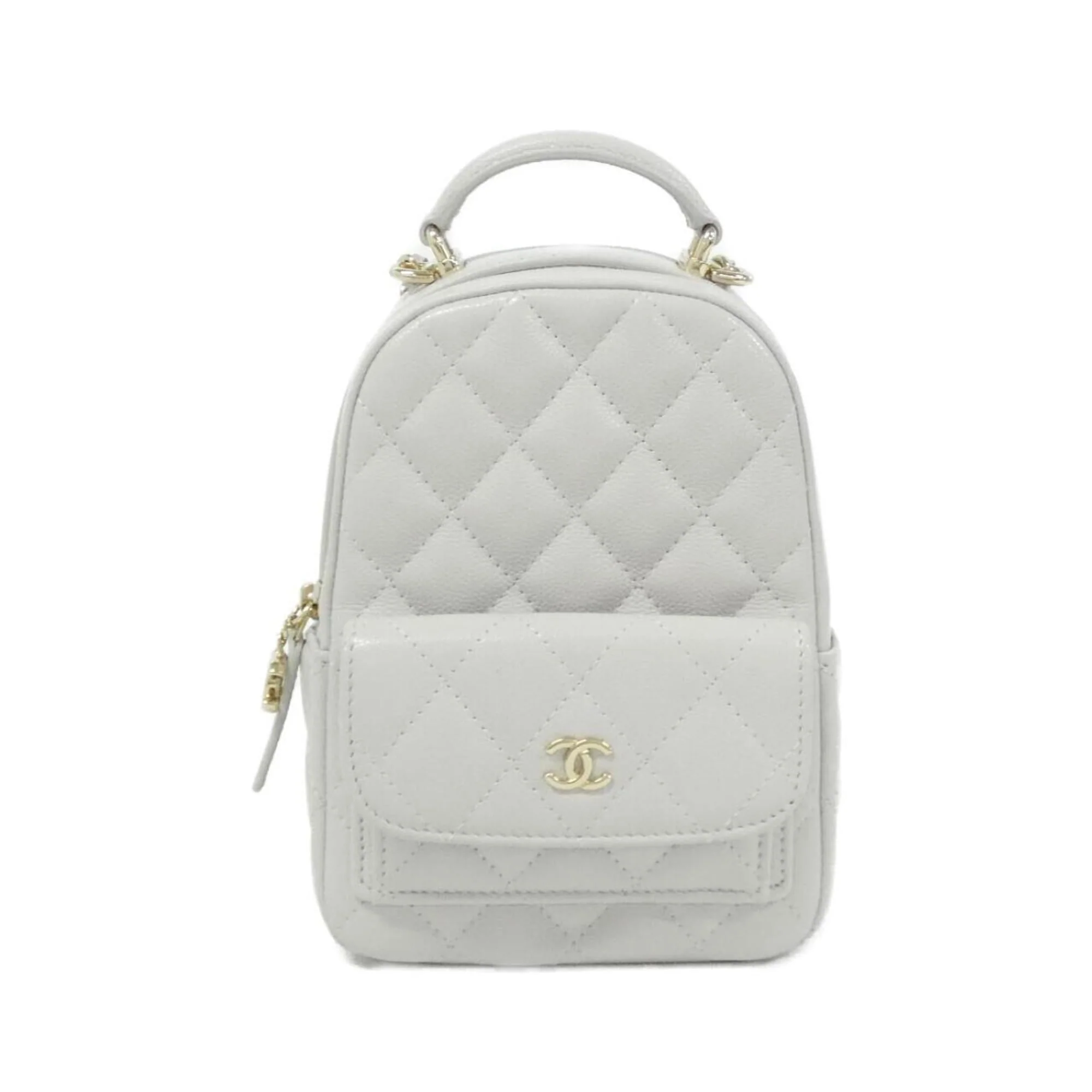 Classic CC Chain Pocket Backpack Quilted Caviar Mini
