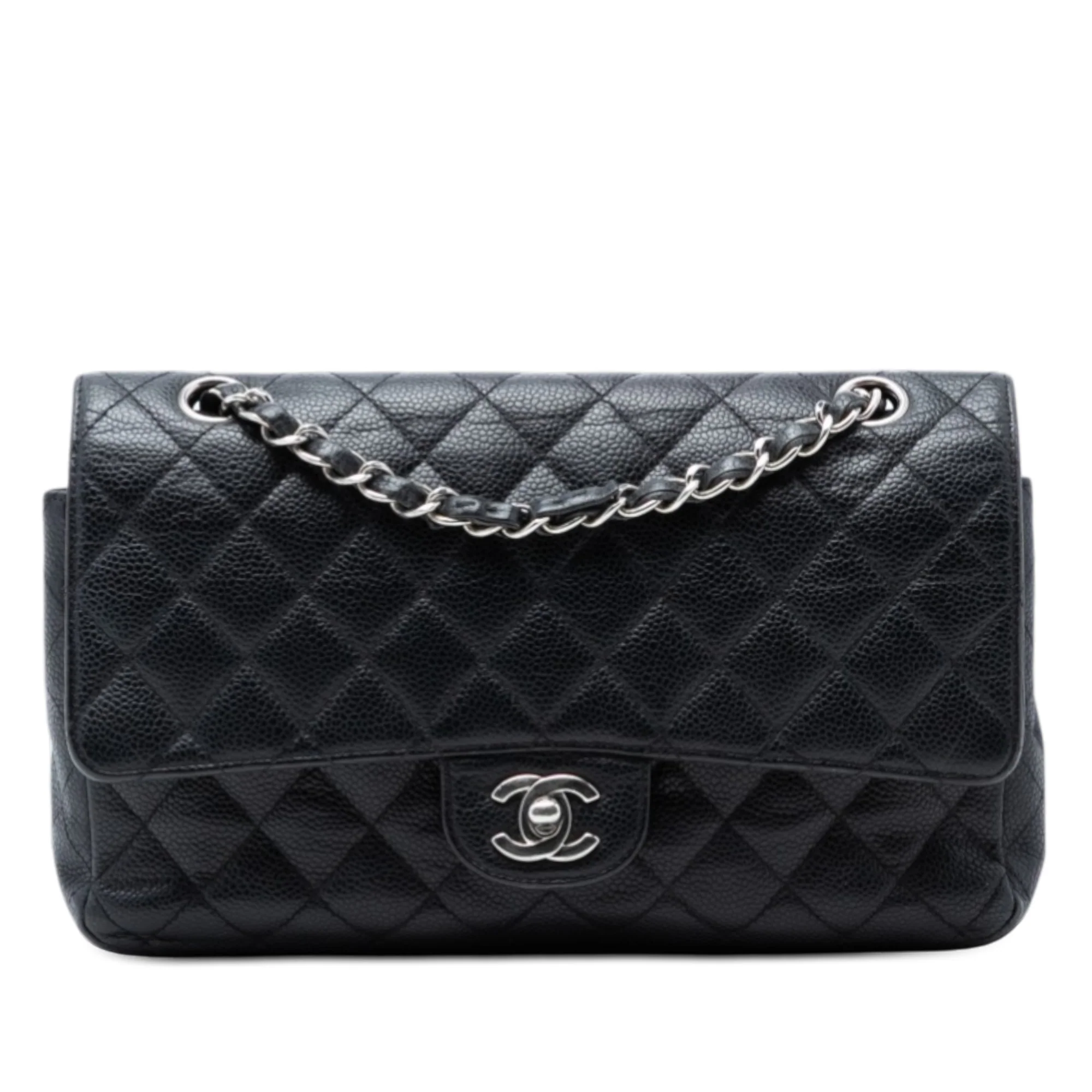 Classic Double Flap Bag Quilted Caviar Medium