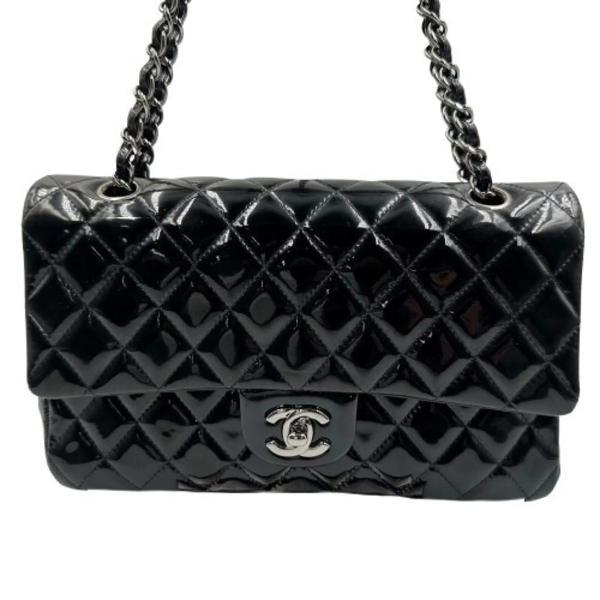 Classic Double Flap Bag Quilted Patent Medium