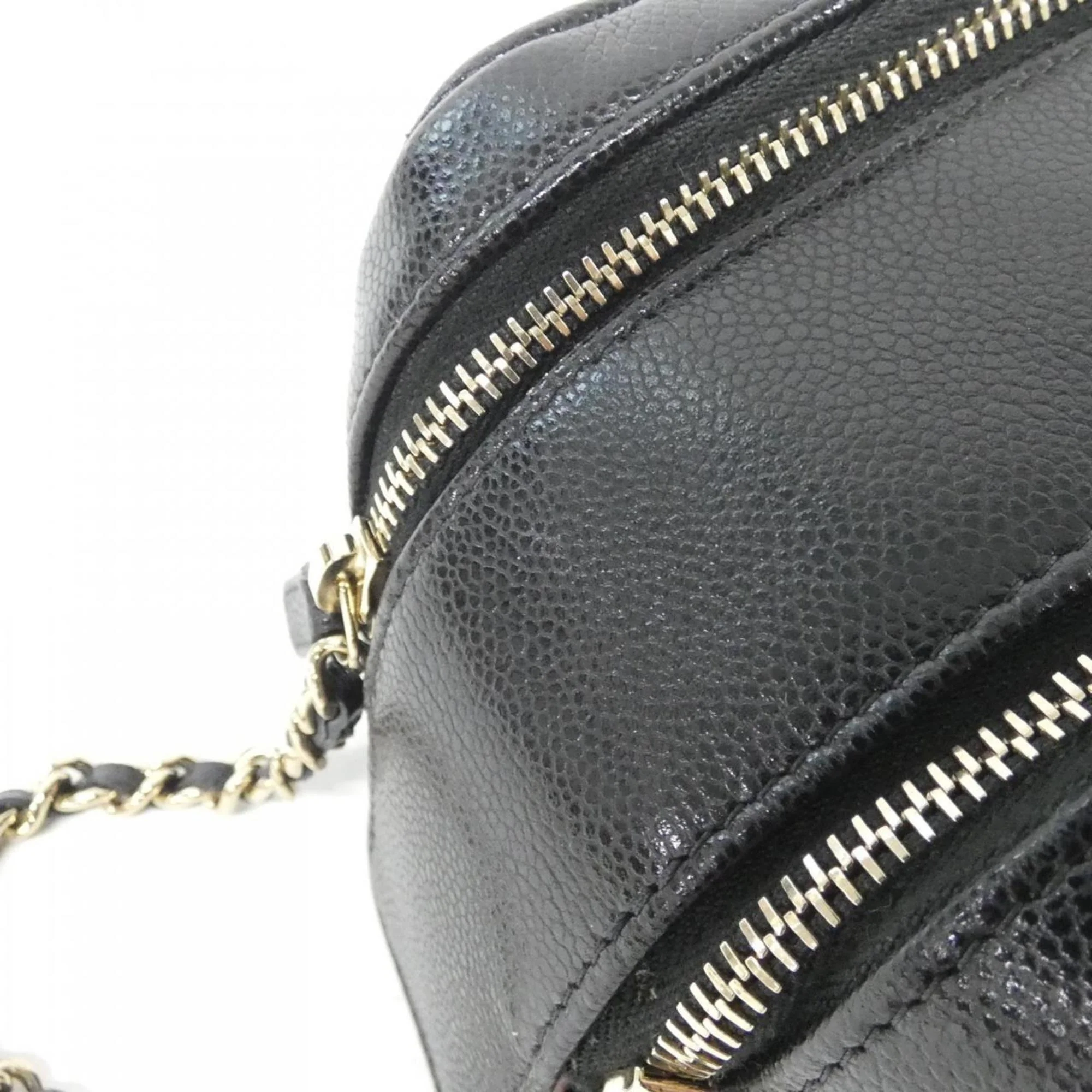 Double Zip Clutch with Chain Quilted Caviar - Image 4