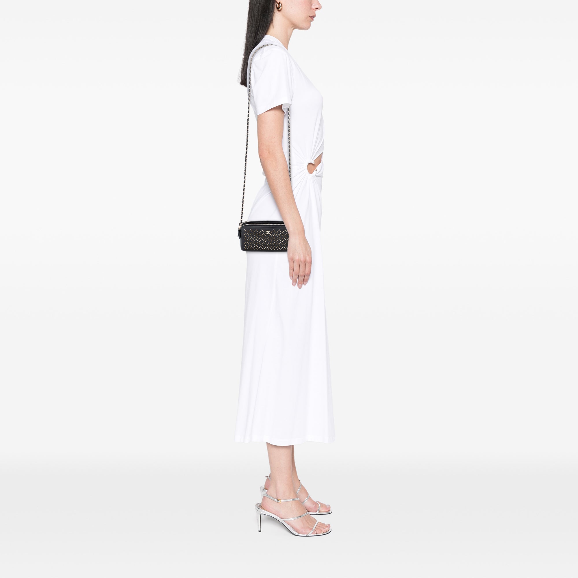 Double Zip Clutch with Chain Studded Leather - Image 7