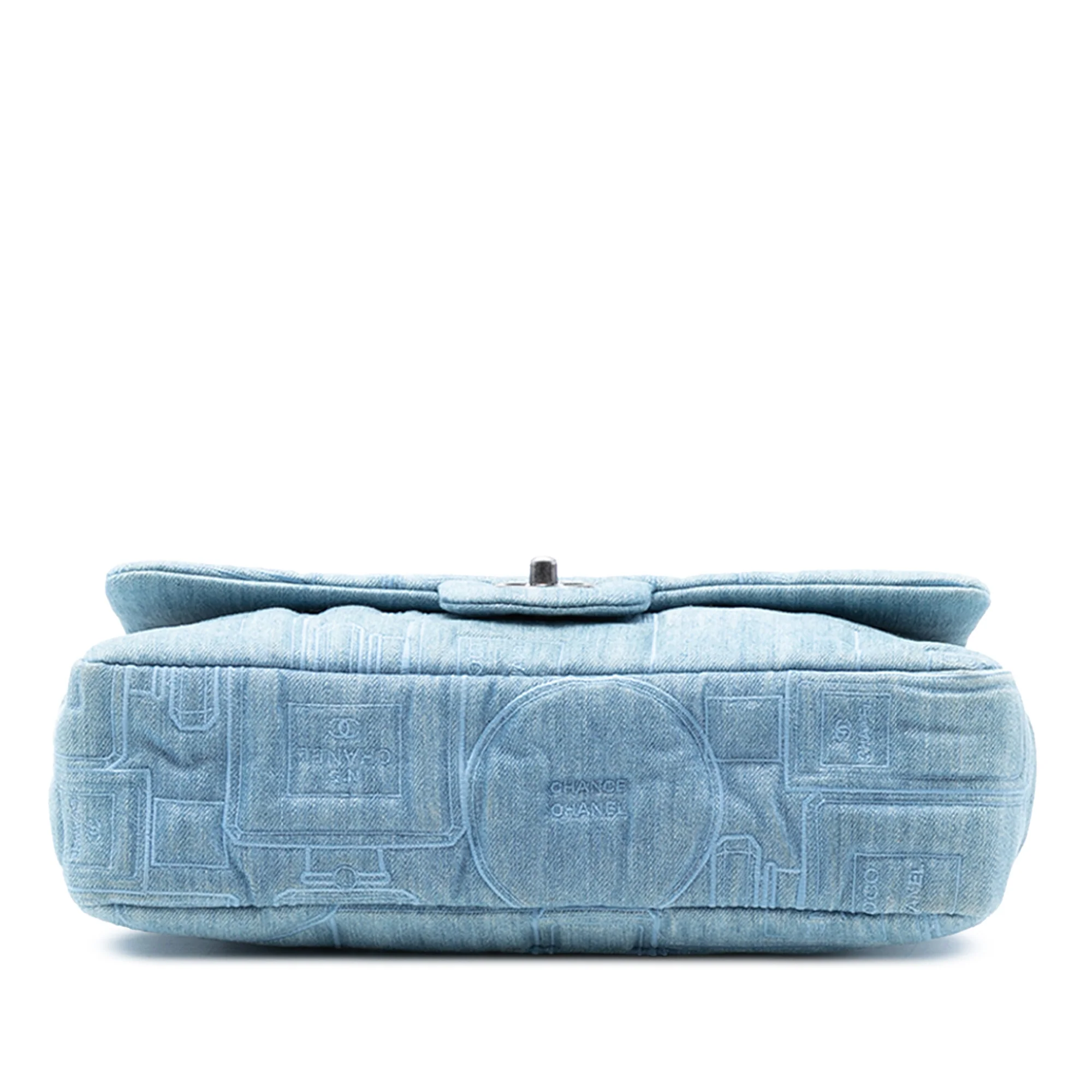 Perfume Bottle Classic Single Flap Bag Embroidered Denim Jumbo - Image 3