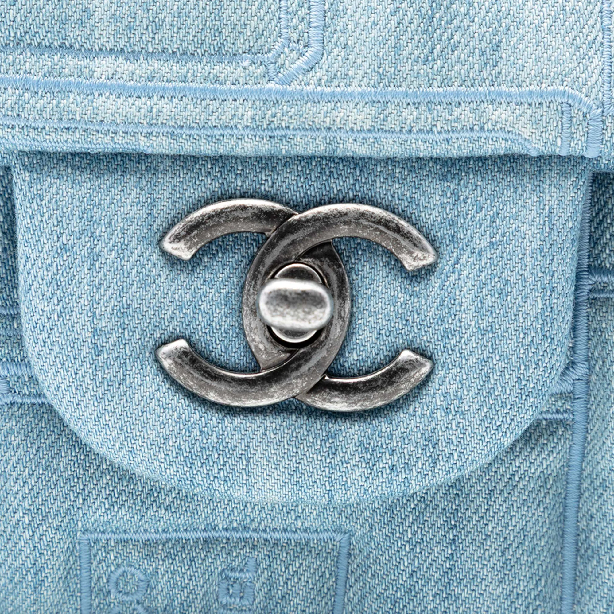 Perfume Bottle Classic Single Flap Bag Embroidered Denim Jumbo - Image 5