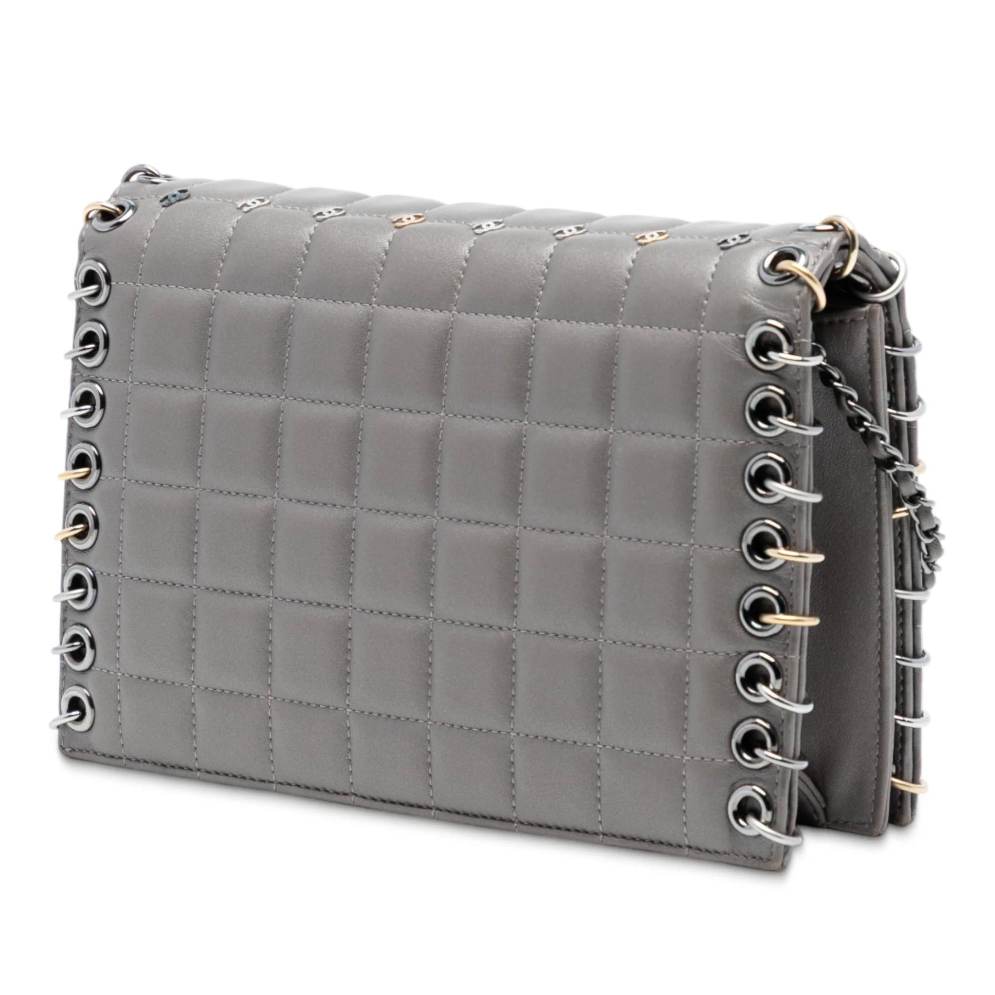 Piercing Chain Flap Bag CC Studded Quilted Lambskin Small - Image 2