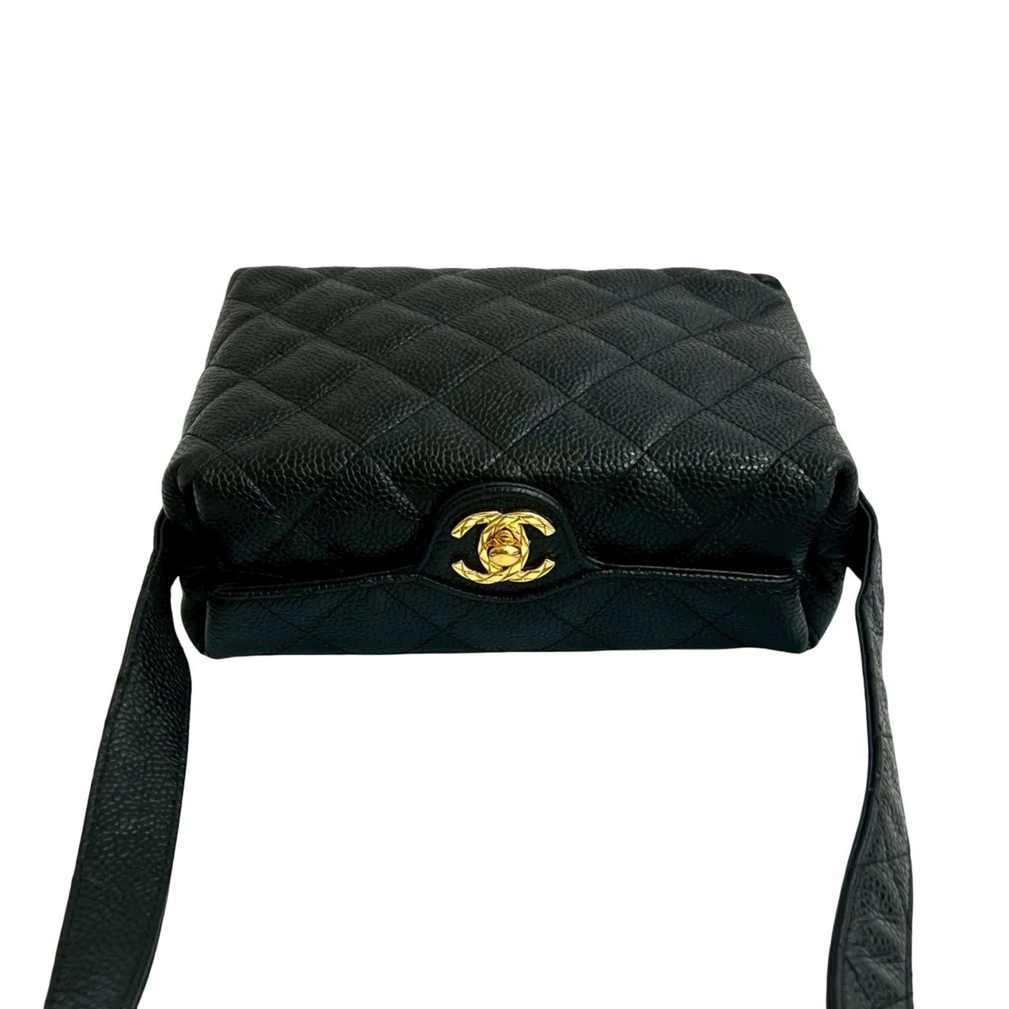 Vintage CC Flap Shoulder Bag Quilted Caviar Small - Image 4