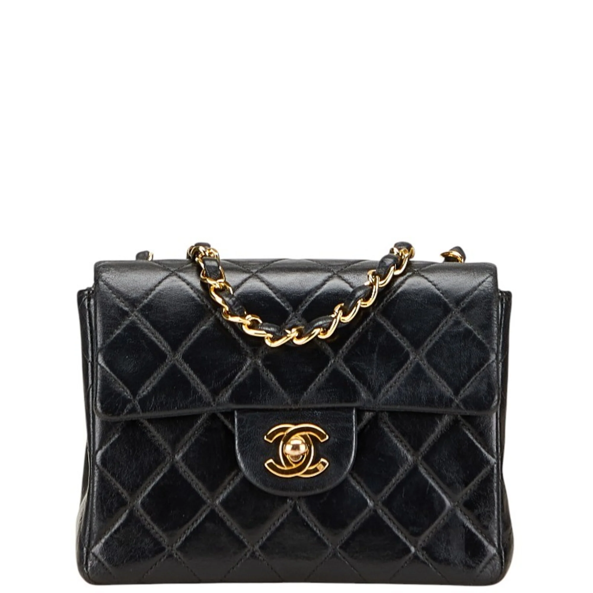 Vintage Square Classic Single Flap Bag Quilted Lambskin Mini