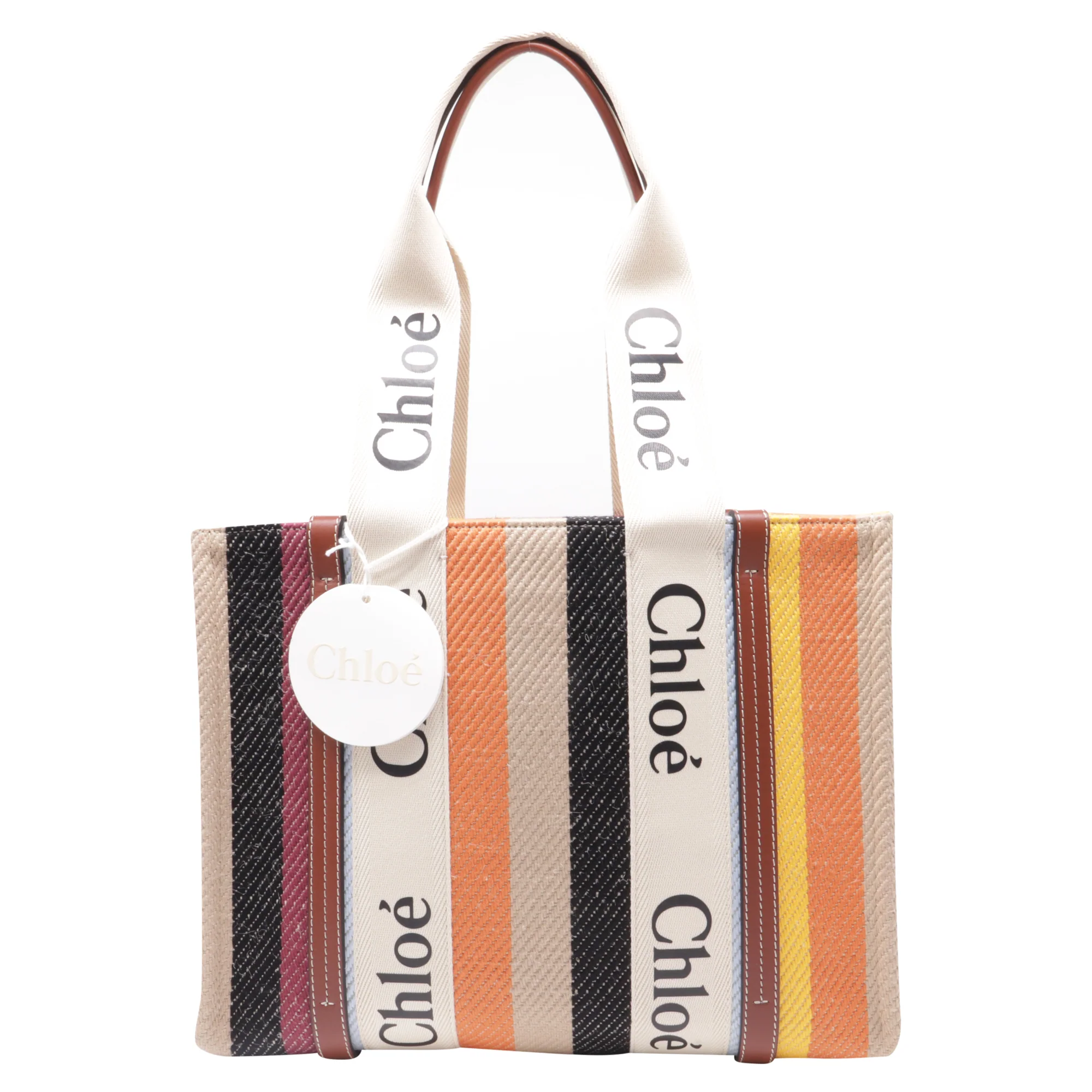 Woody Tote Striped Linen Large
