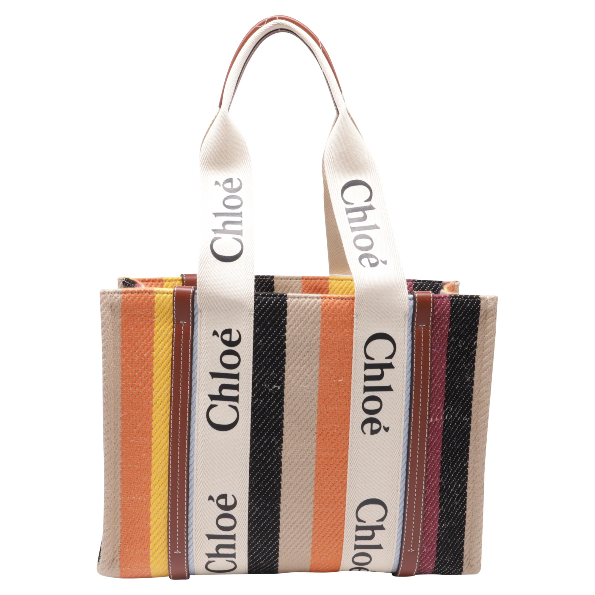 Woody Tote Striped Linen Large - Image 4