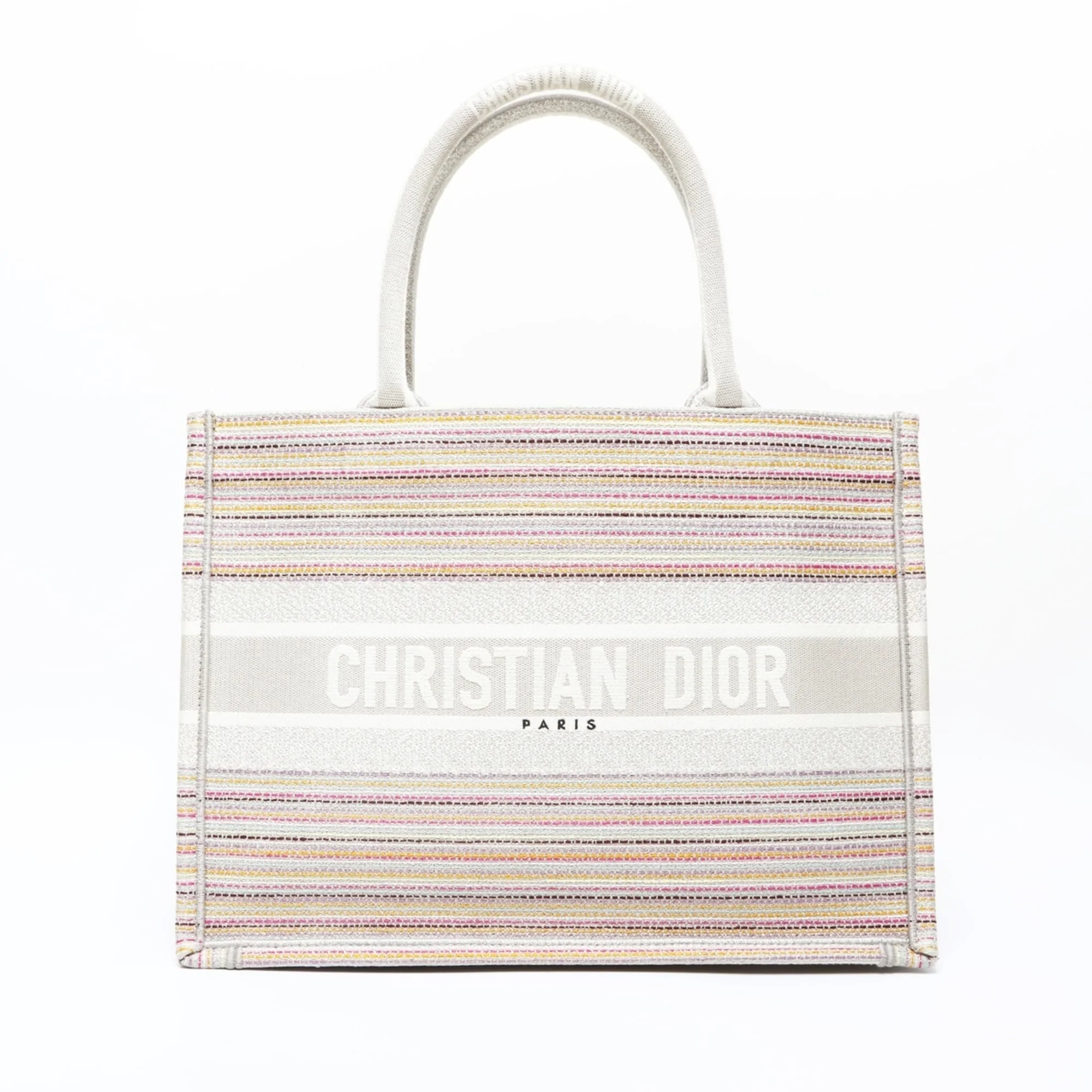 Book Tote Multicolor Stripes Embroidered Canvas Medium