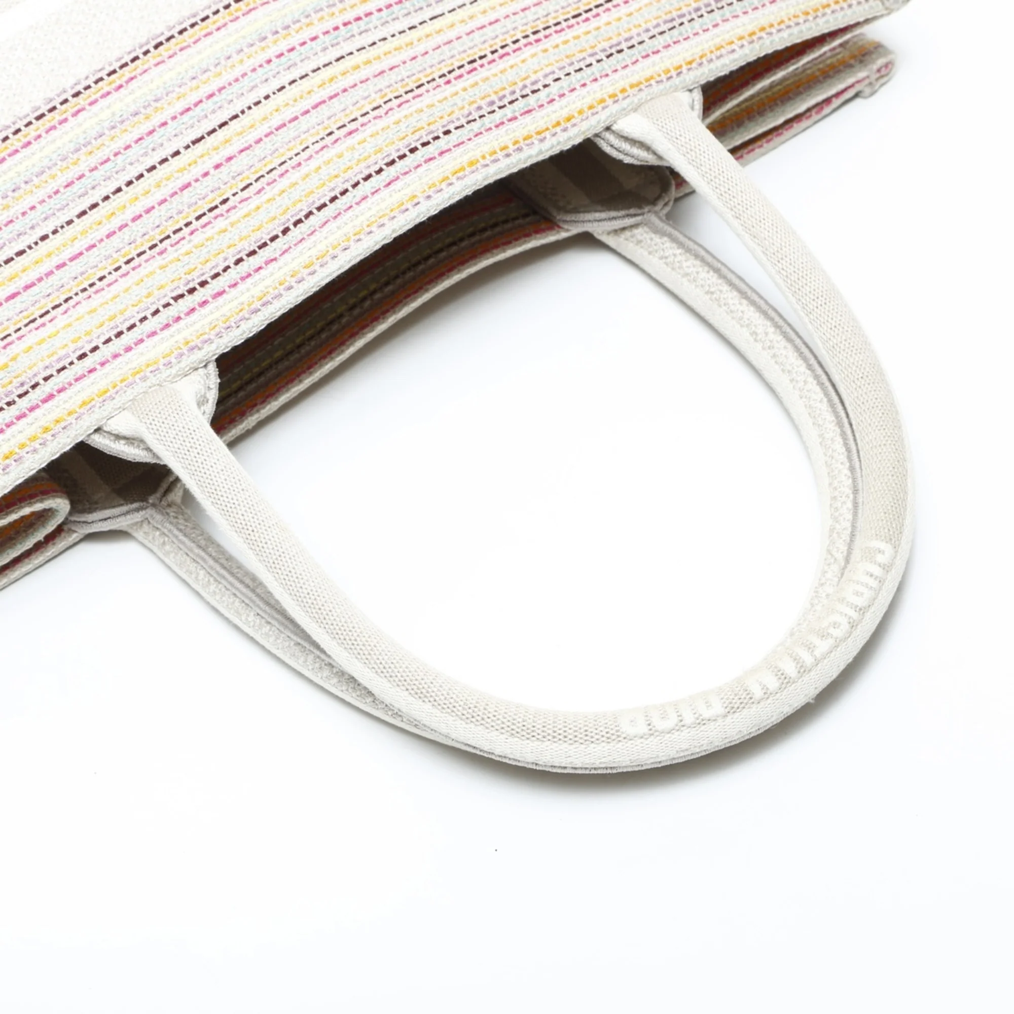 Book Tote Multicolor Stripes Embroidered Canvas Medium - Image 6