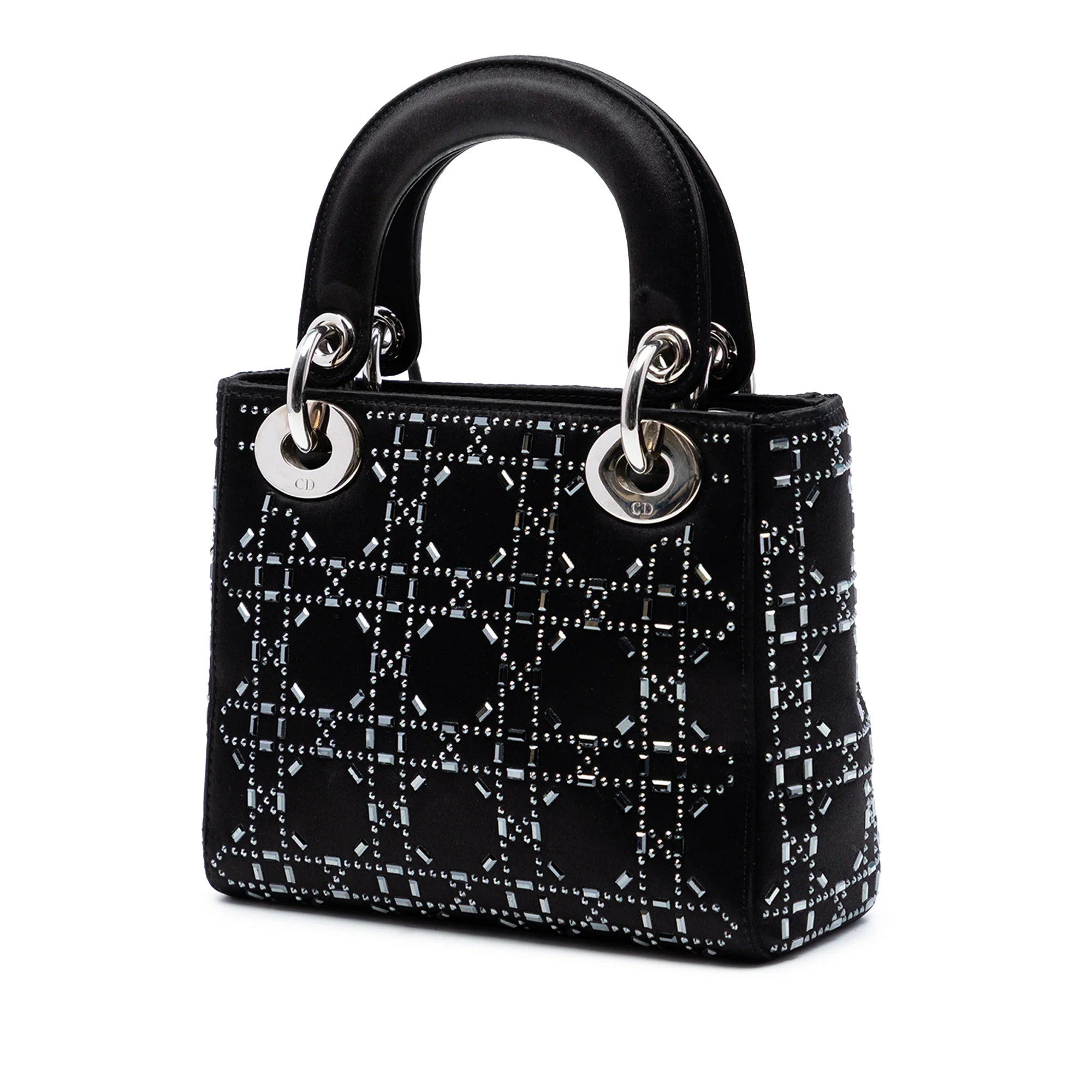 Lady Dior Bag Crystal Embellished Cannage Quilt Satin Mini - Image 2