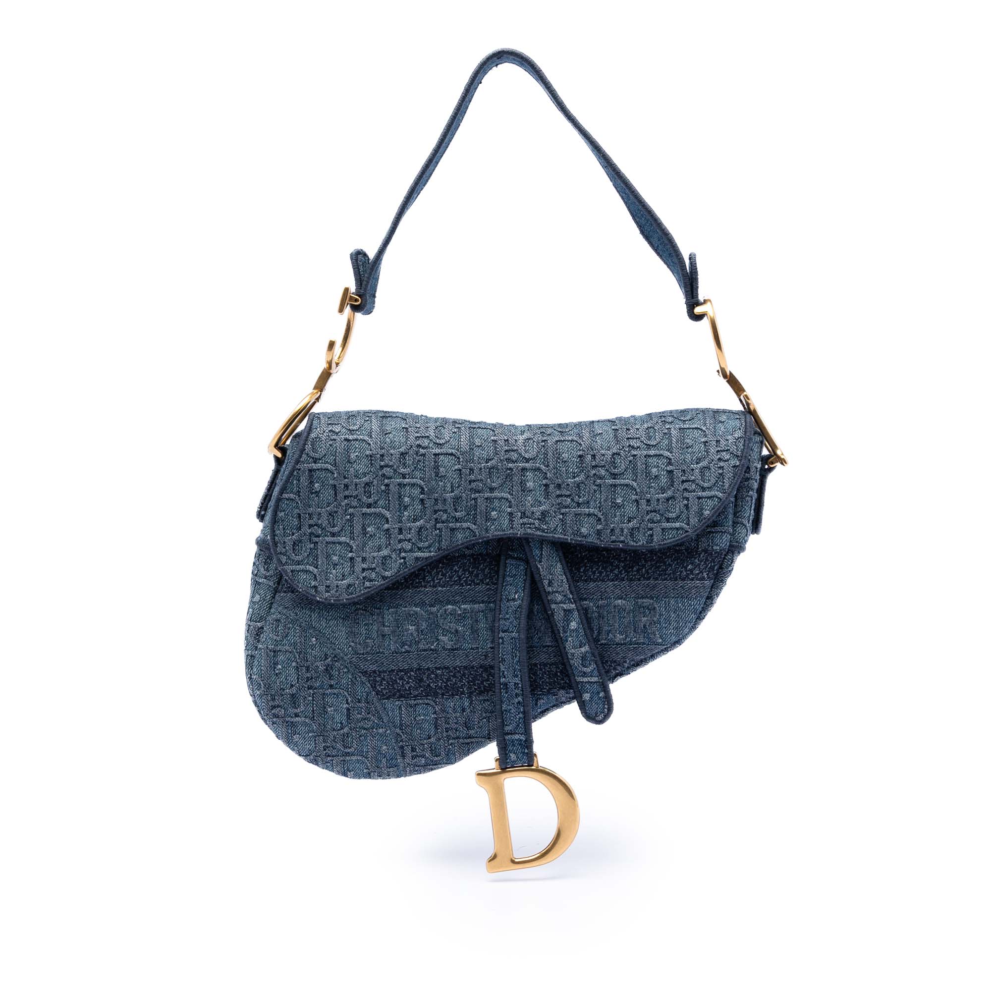 Saddle Handbag Oblique Denim Medium