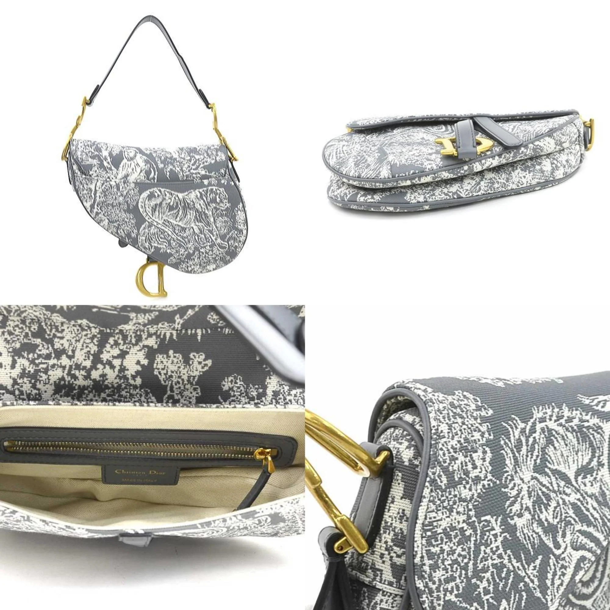 Toile De Jouy Saddle Bag Embroidered Canvas Medium - Image 3