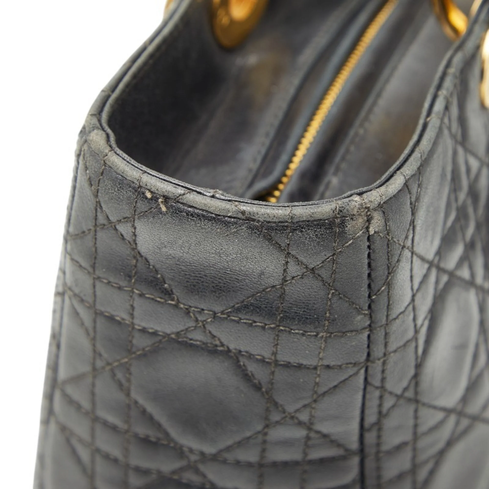 Vintage Lady Dior Bag Cannage Quilt Lambskin Large - Image 8