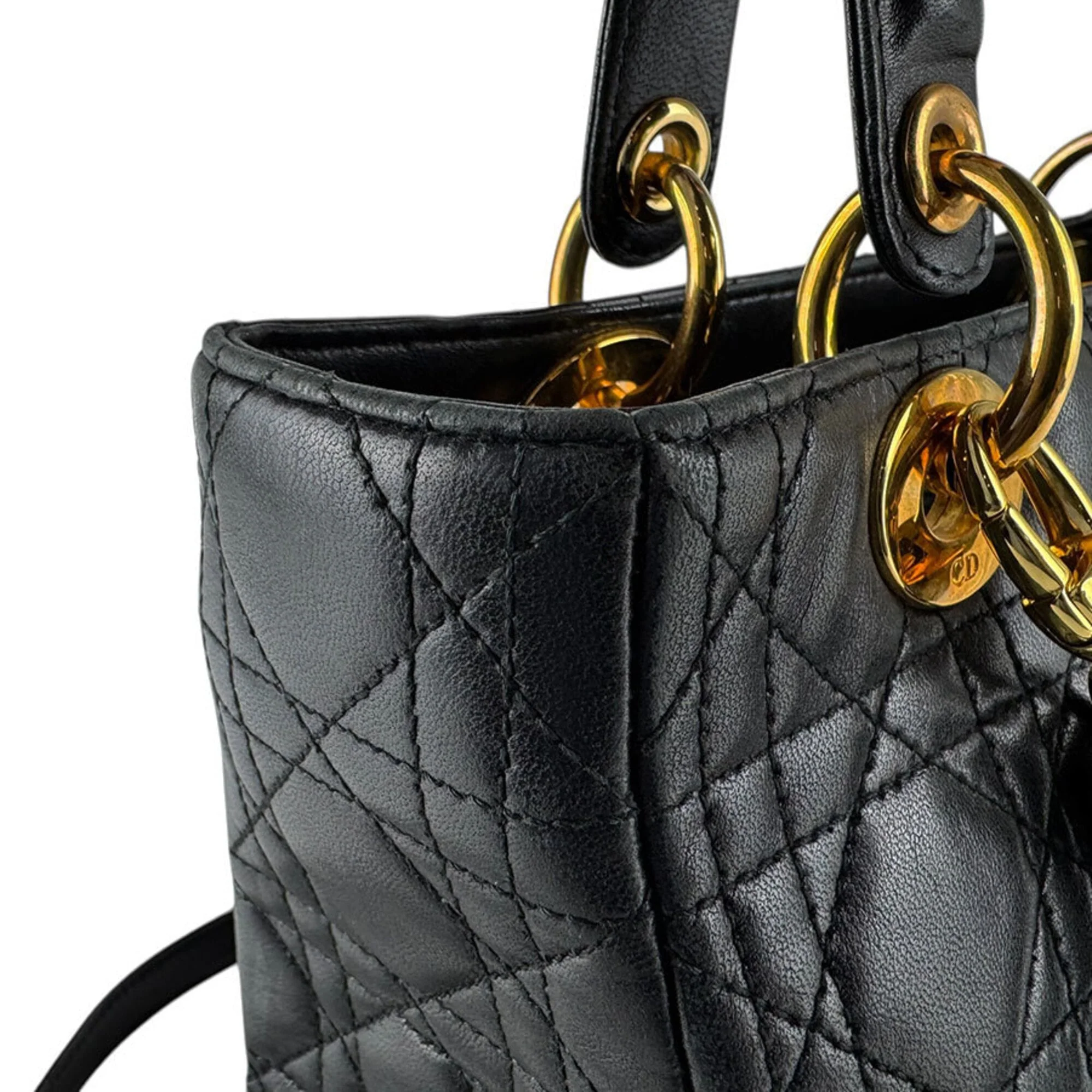 Vintage Lady Dior Bag Cannage Quilt Lambskin Medium - Image 6