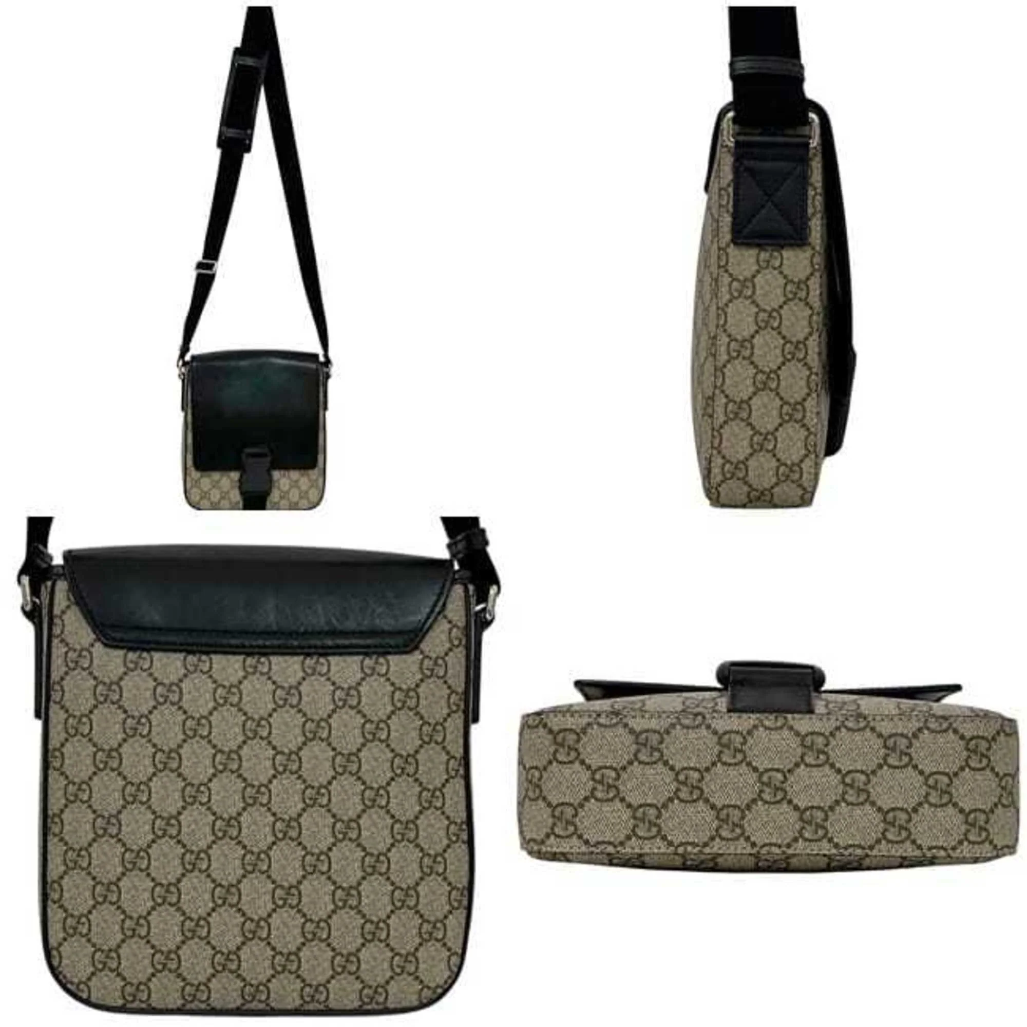 Buckle Flap Messenger Bag GG Coated Canvas with Leather Medium - Image 3