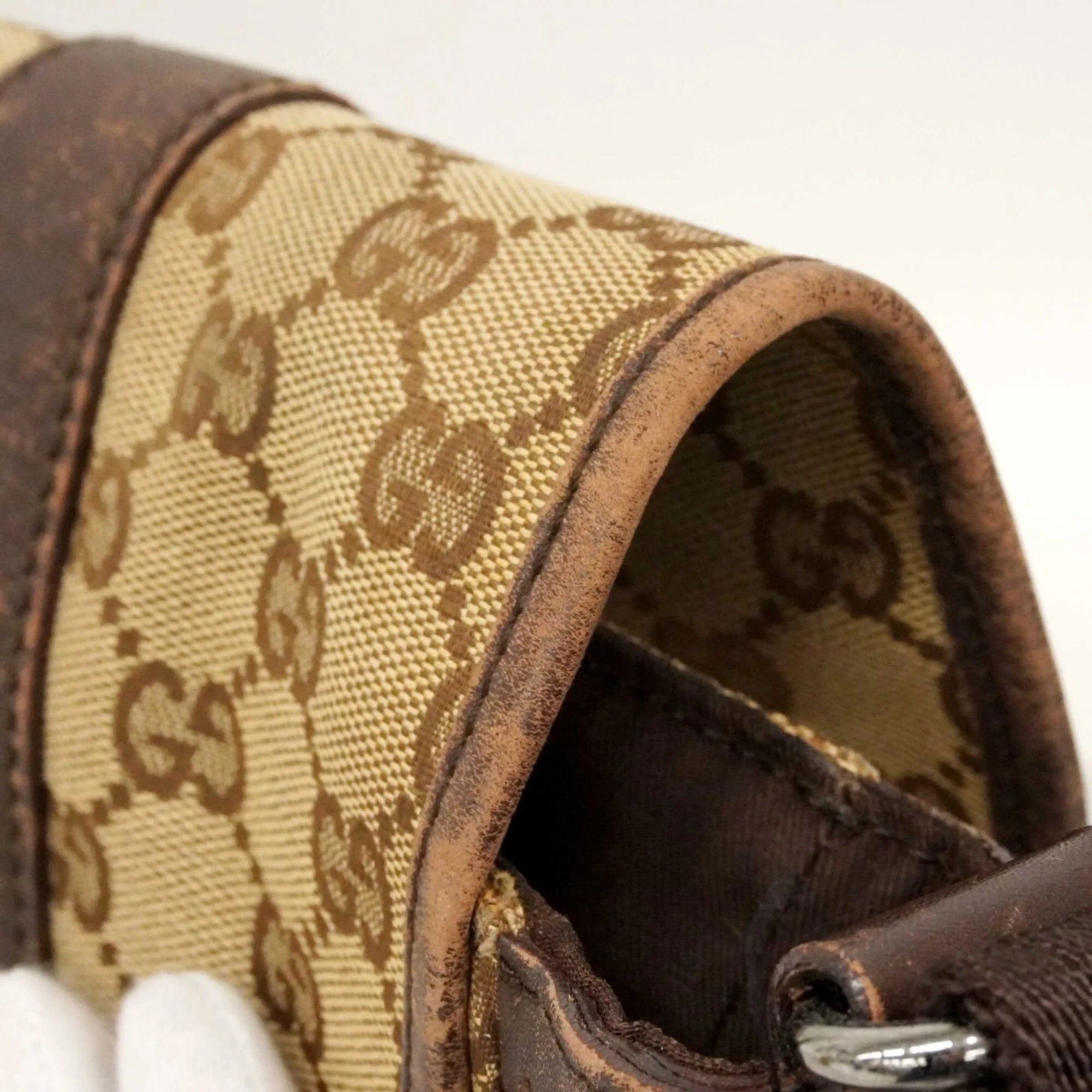Double Belt Flap Messenger GG Canvas with Perforated Leather Medium - Image 6