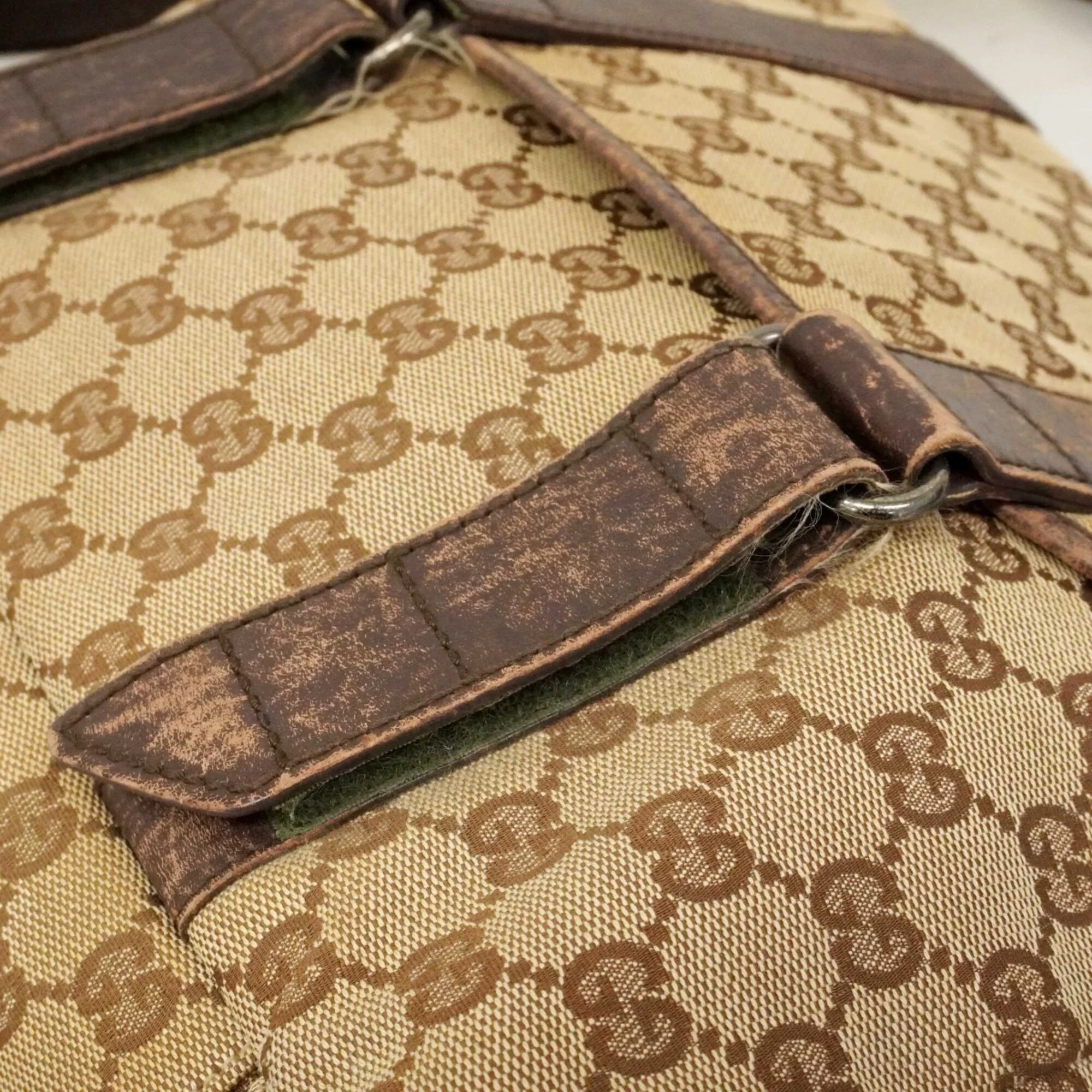Double Belt Flap Messenger GG Canvas with Perforated Leather Medium - Image 9