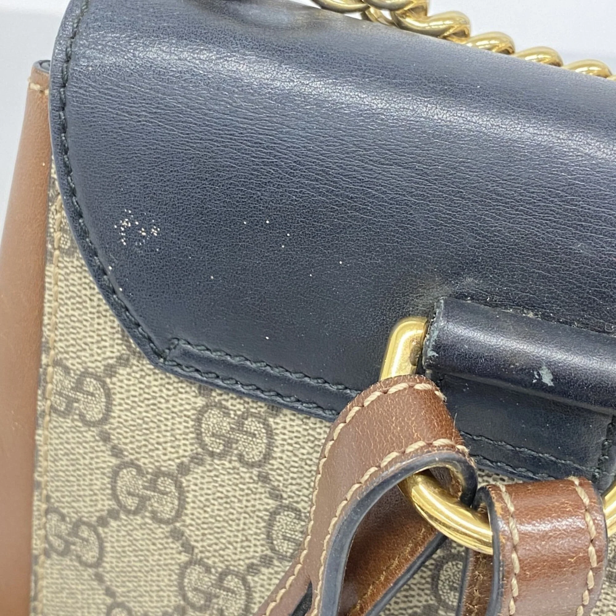 Padlock Backpack GG Coated Canvas and Leather Mini - Image 9