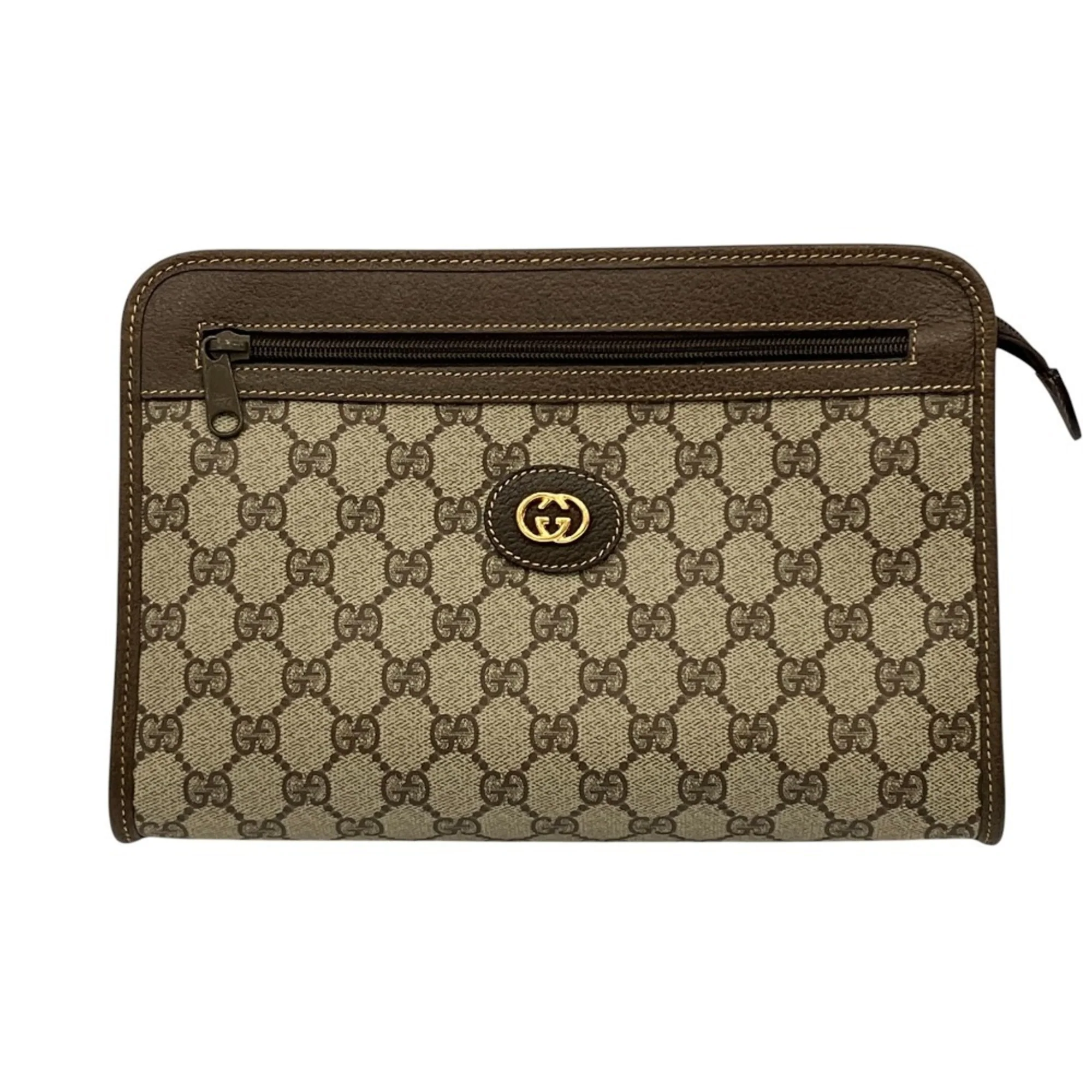 Vintage Front Zip Clutch GG Coated Canvas Small