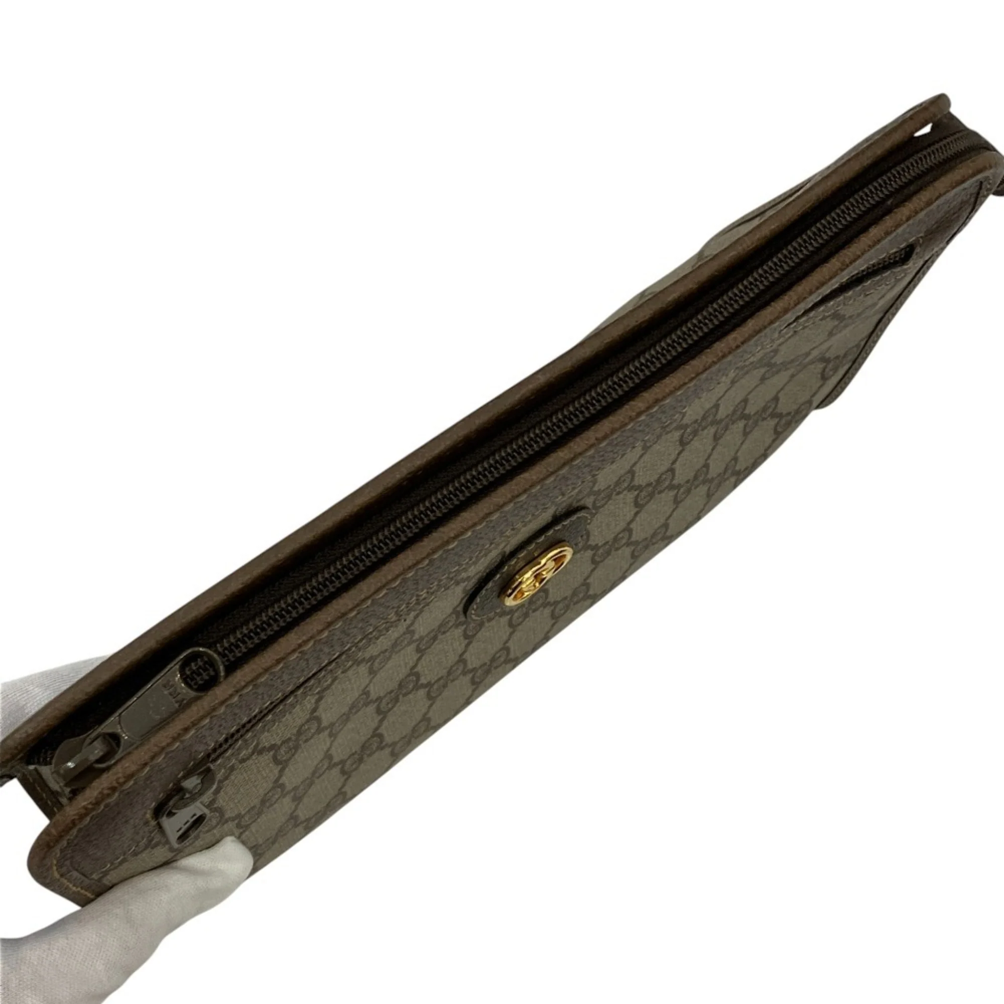 Vintage Front Zip Clutch GG Coated Canvas Small - Image 5