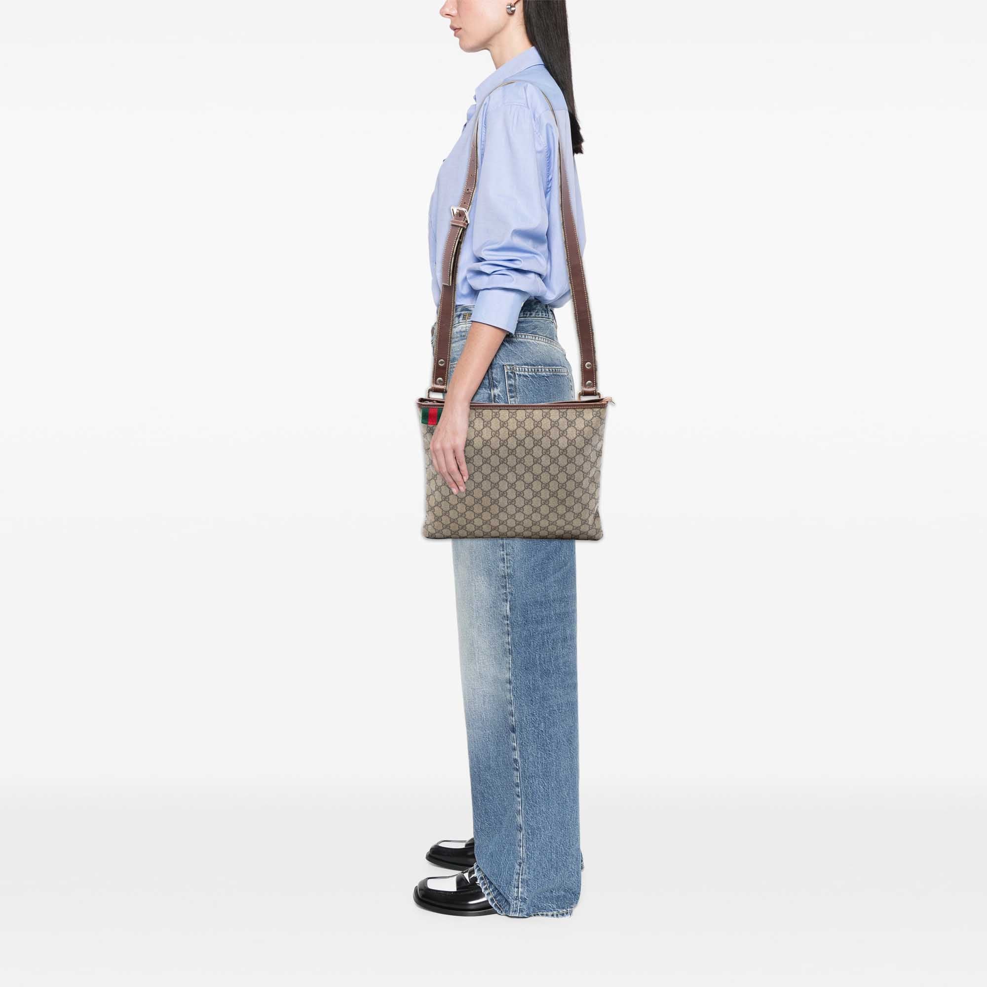 Web Loop Flat Messenger GG Coated Canvas Large - Image 8